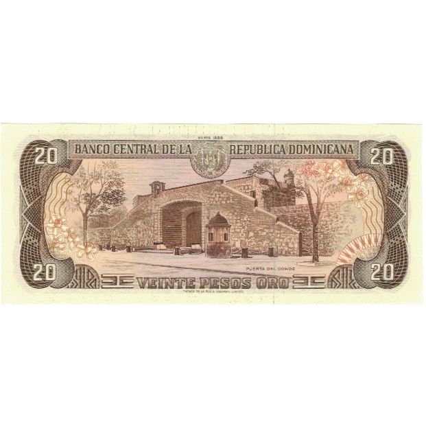 Banknote, Dominican Republic, 20 Pesos Oro, 1988, 1988, KM:120c, UNC(63)