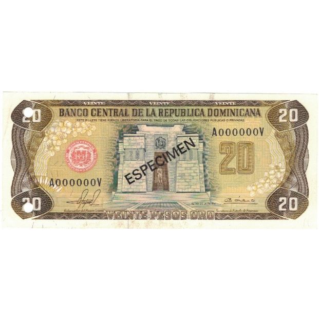 Banconote, Repubblica domenicana, 20 Pesos Oro, 1981, 1981, Specimen, KM:120s1
