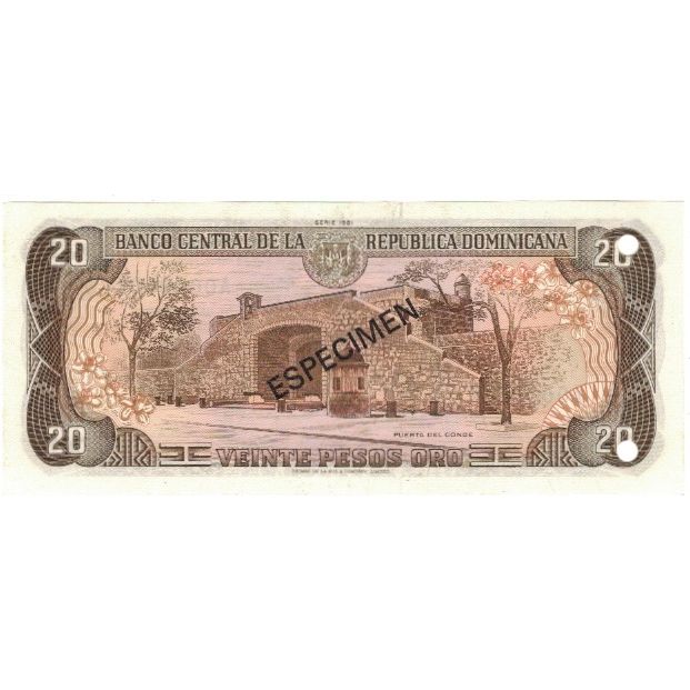 Banknote, Dominican Republic, 20 Pesos Oro, 1981, 1981, Specimen, KM:120s1
