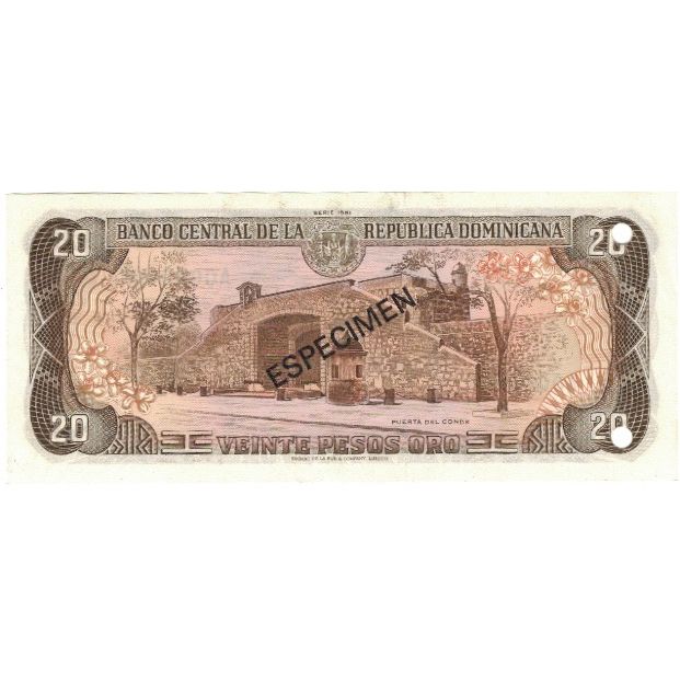 Banknote, Dominican Republic, 20 Pesos Oro, 1981, 1981, Specimen, KM:120s1