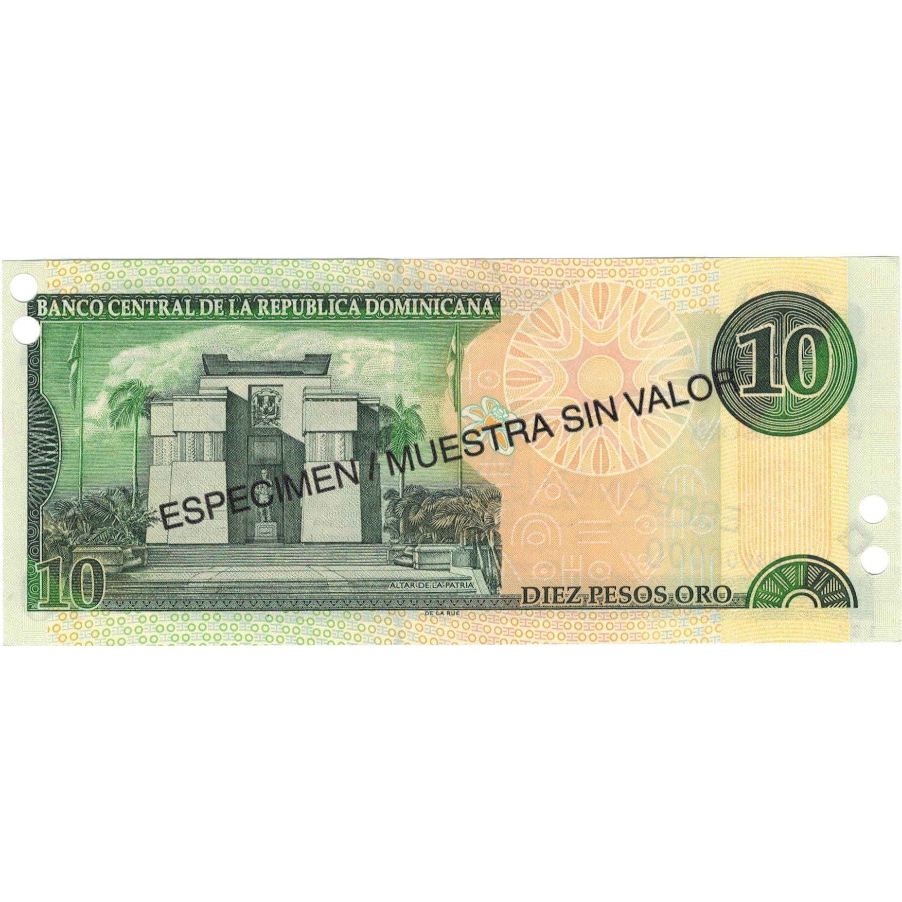 Banknote, Dominican Republic, 10 Pesos Oro, 2001, 2001, Specimen, KM:165s2