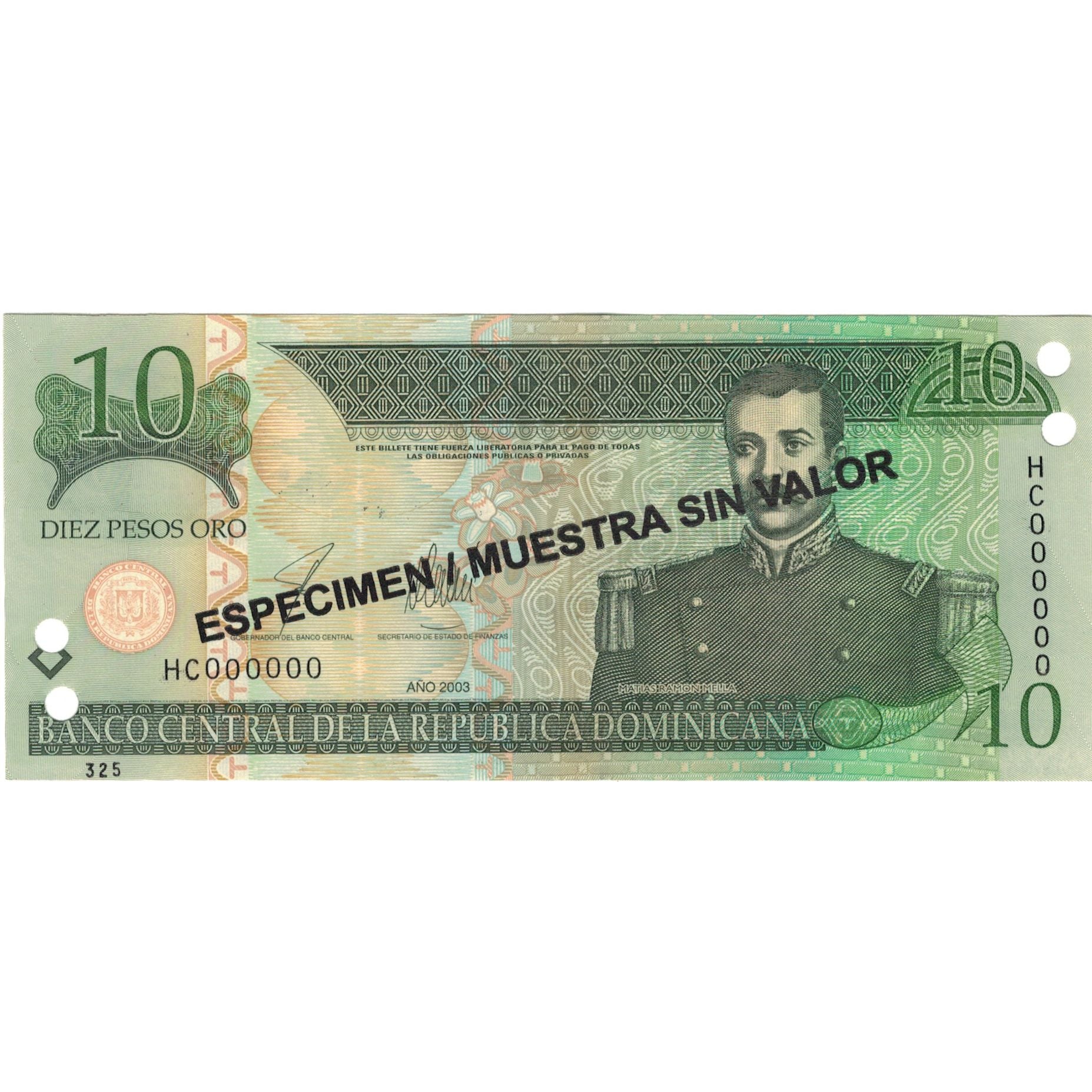 Nota, República Dominicana, 10 Pesos Oro, 2003, 2003, Espécime, KM:168s3