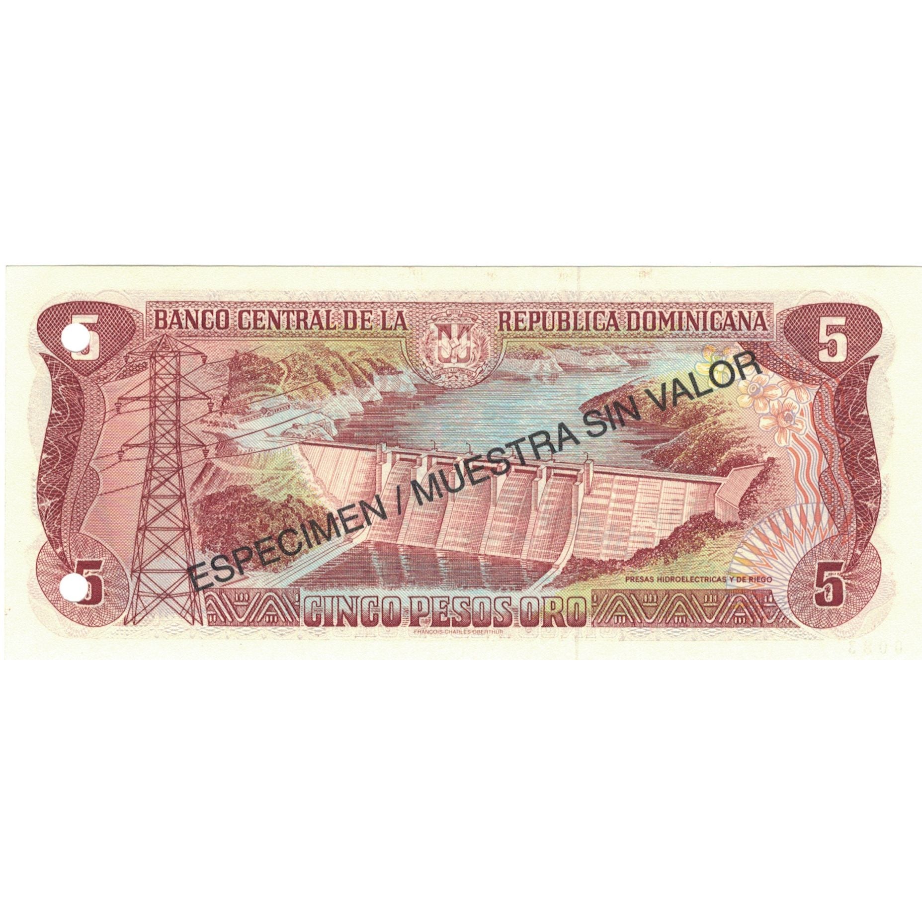 Billete, 5 Pesos Oro, 1996, República Dominicana, 1996, Specimen, KM:152s1, SC
