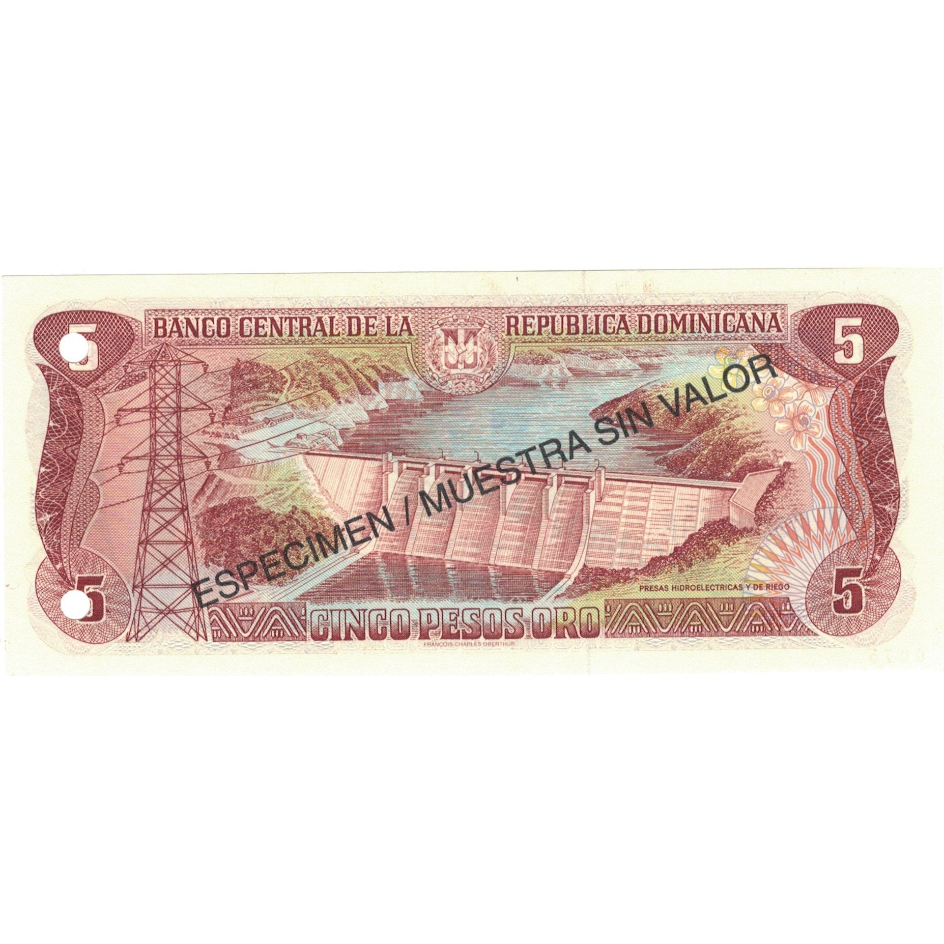 Biljet, Dominicaanse Republiek, 5 Pesos Oro, 1996, 1996, Specimen, KM:152s1, SPL