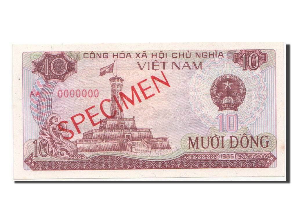 Banconote, Vietnam, 10 D<ox>ng, 1985, FDS