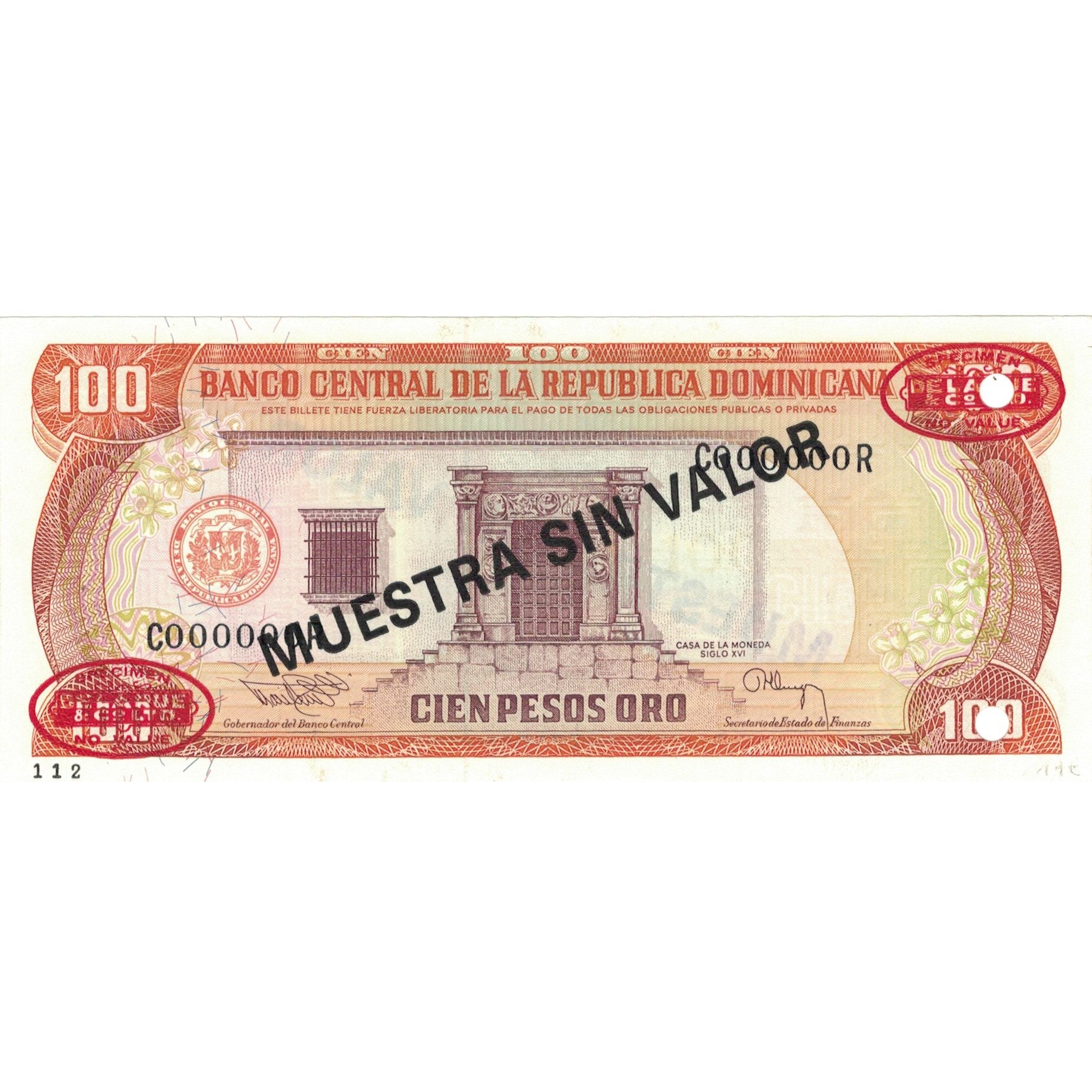 Geldschein, Dominican Republic, 100 Pesos Oro, 1994, 1994, Specimen, KM:136s2