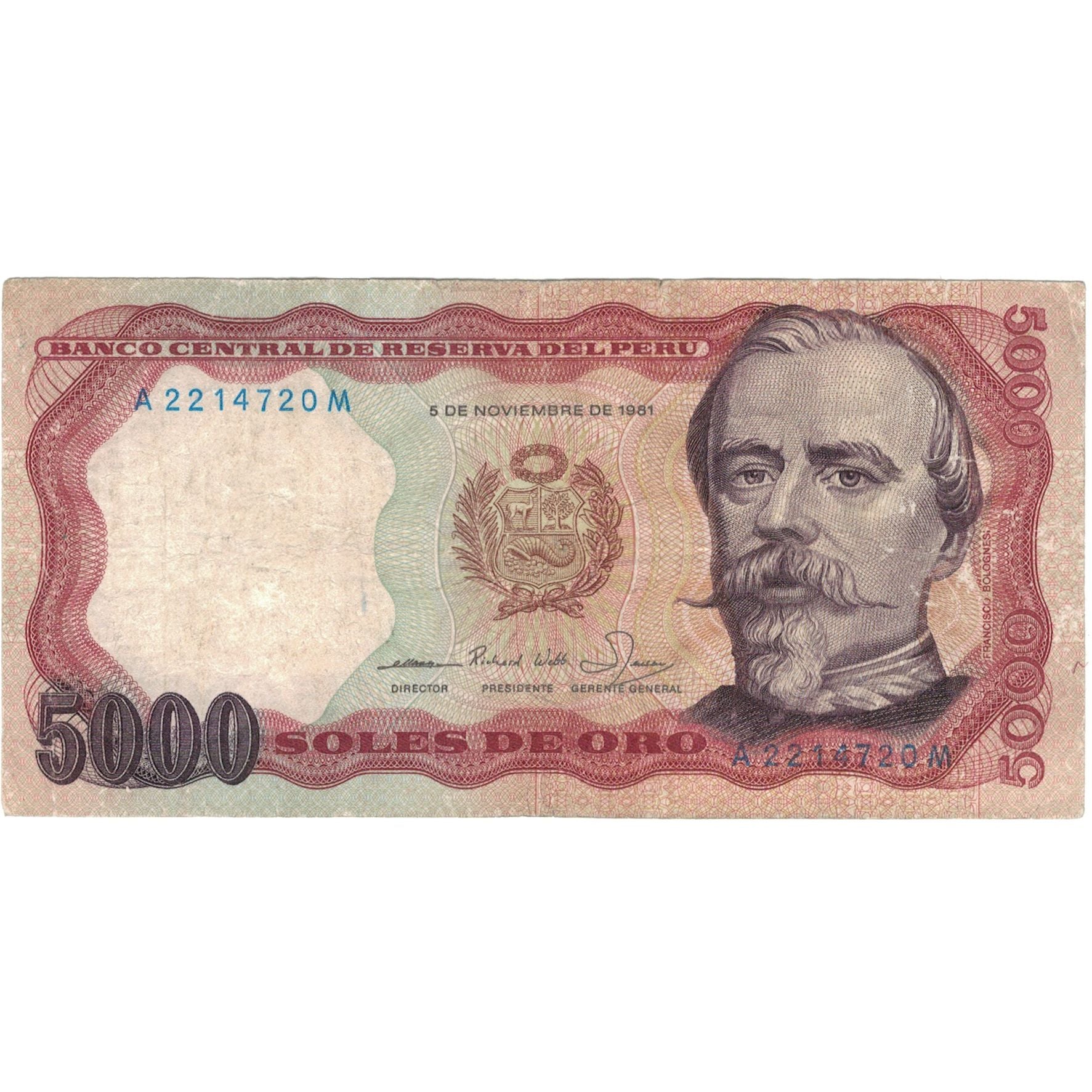 Banknote, Peru, 5000 Soles De Oro, 1981, 1981-11-05, KM:117c, VF(20-25)