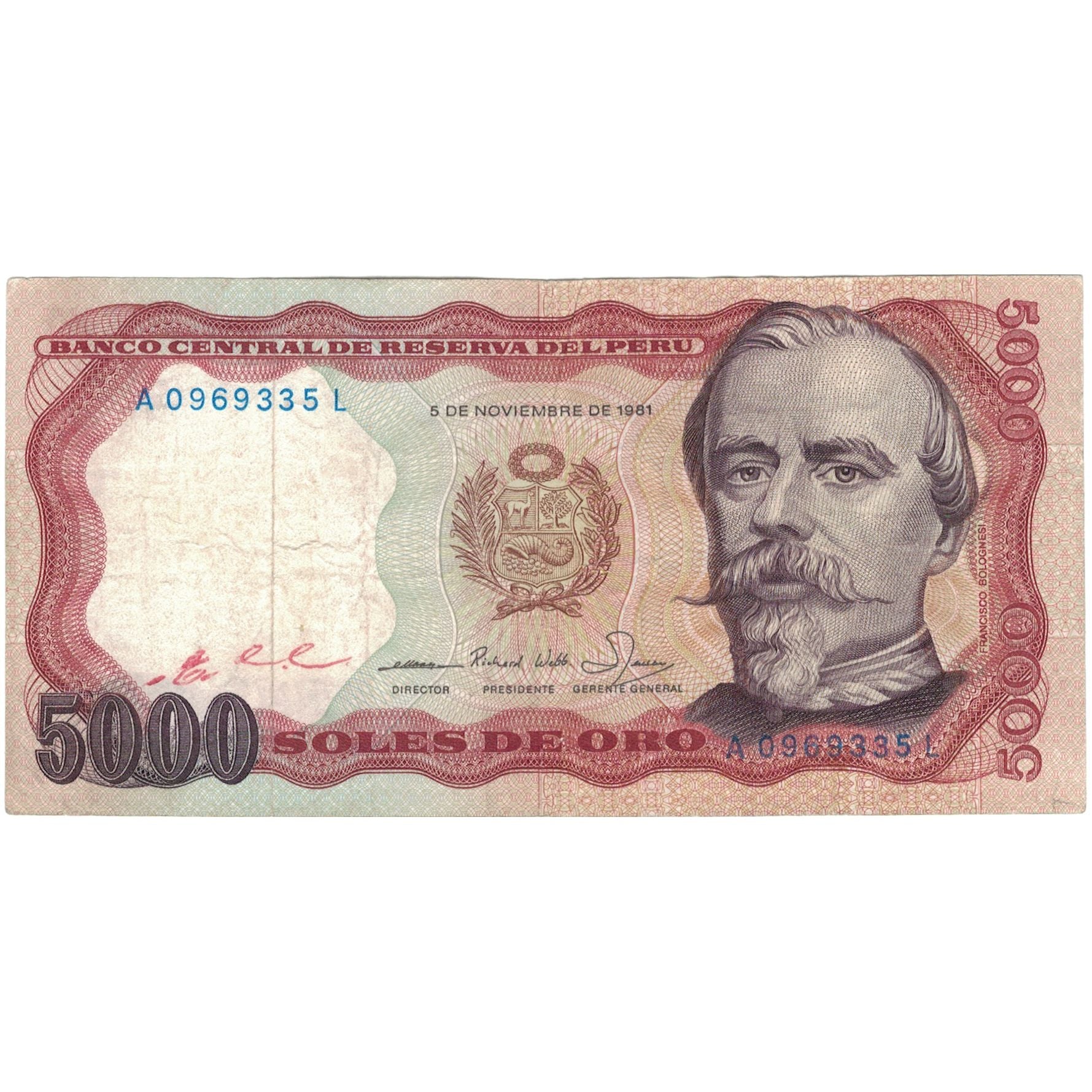 Nota, Peru, 5000 Soles De Oro, 1981, 1981-11-05, KM:117c, EF(40-45)