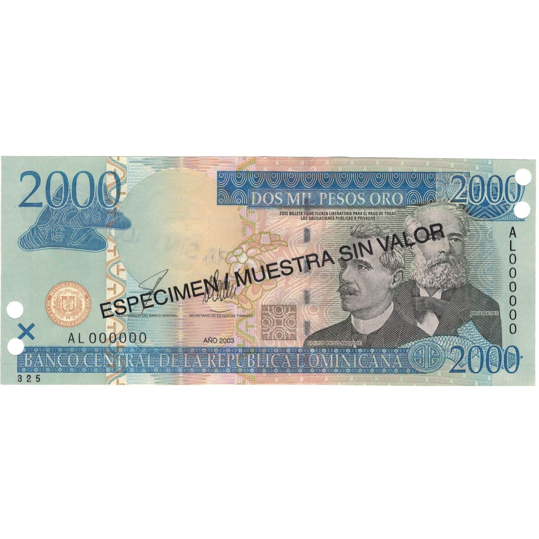 Biljet, Dominicaanse Republiek, 2000 Pesos Oro, 2003, 2003, KM:174s2, SPL+