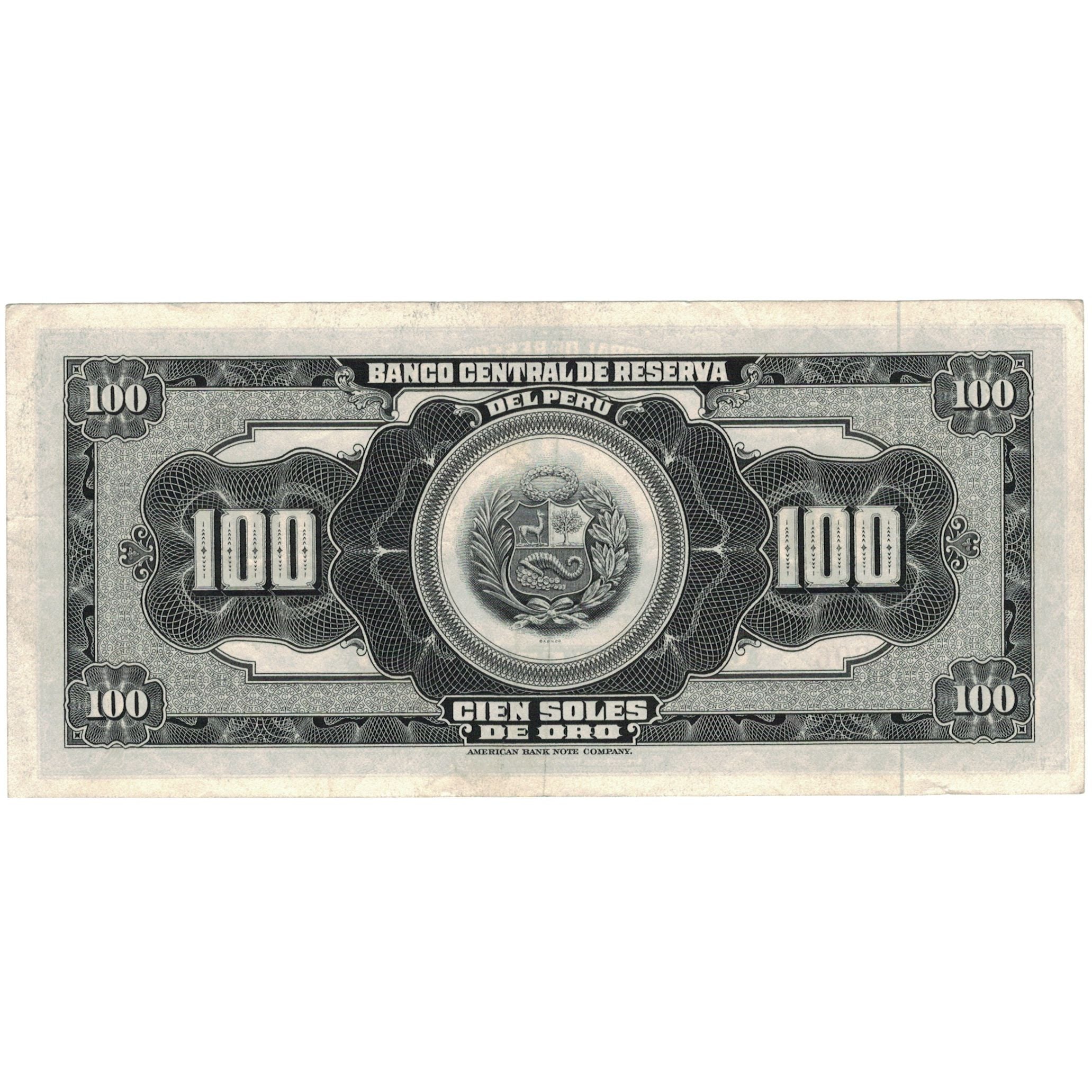 Billete, 100 Soles De Oro, 1965, Perú, 1965-08-20, KM:90a, MBC