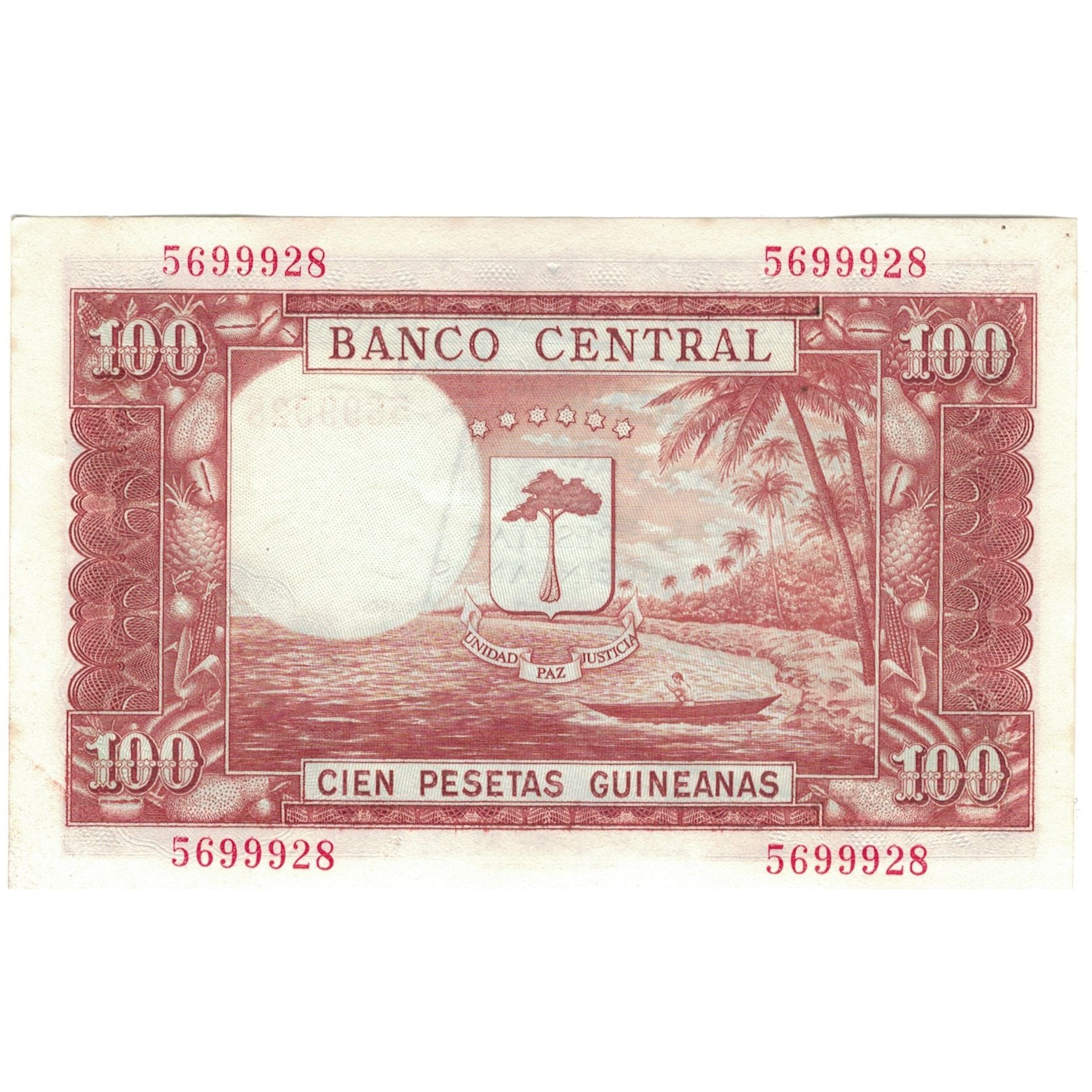 Banconote, Guinea equatoriale, 1000 Bipkwele on 100 Pesetas, 1980, 1980-10-21