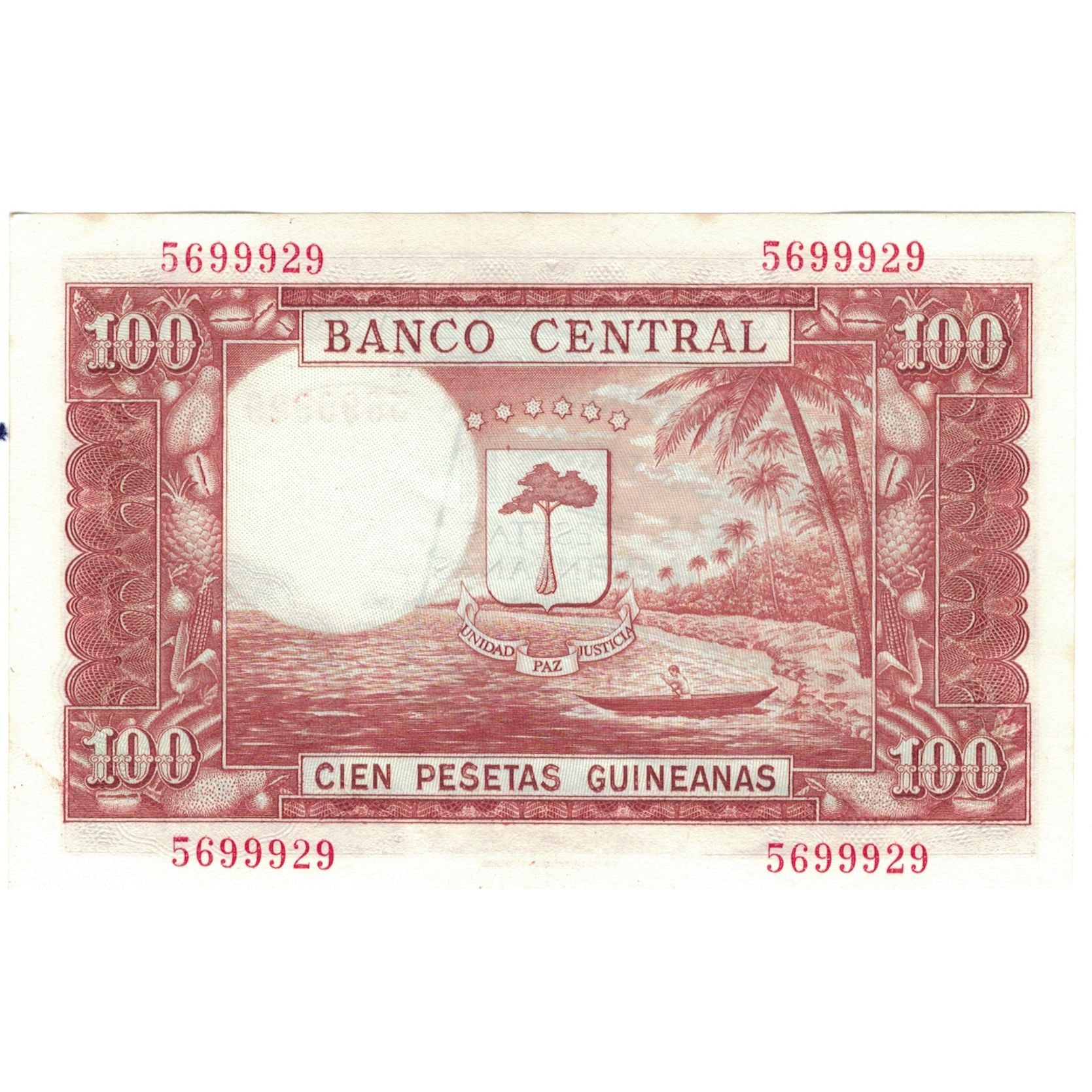 Geldschein, Equatorial Guinea, 1000 Bipkwele on 100 Pesetas, 1980, 1980-10-21