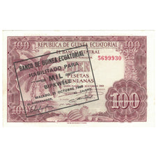 Banconote, Guinea equatoriale, 1000 Bipkwele on 100 Pesetas, 1980, 1980-10-21