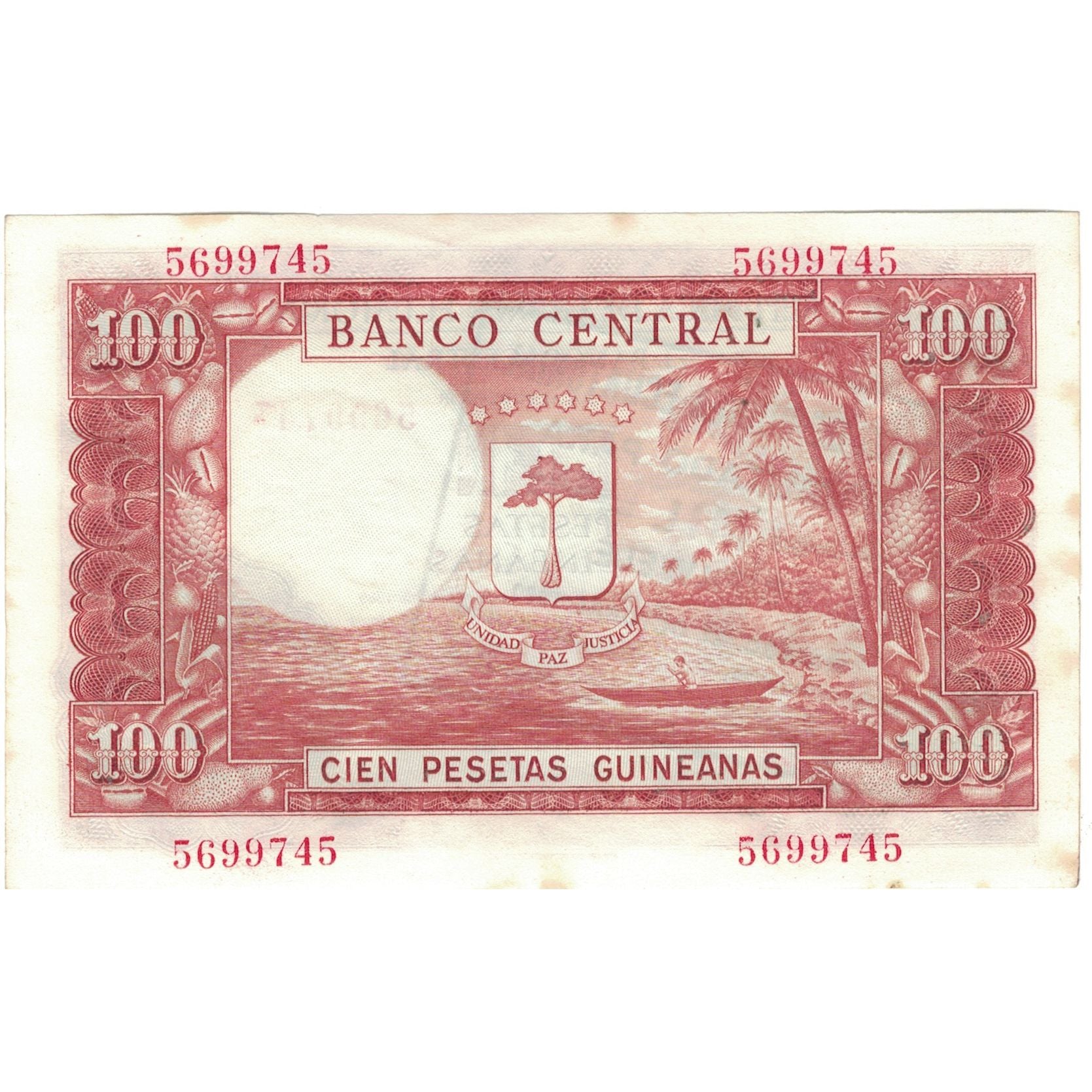 Billet, Equatorial Guinea, 1000 Bipkwele on 100 Pesetas, 1980, 1980-10-21