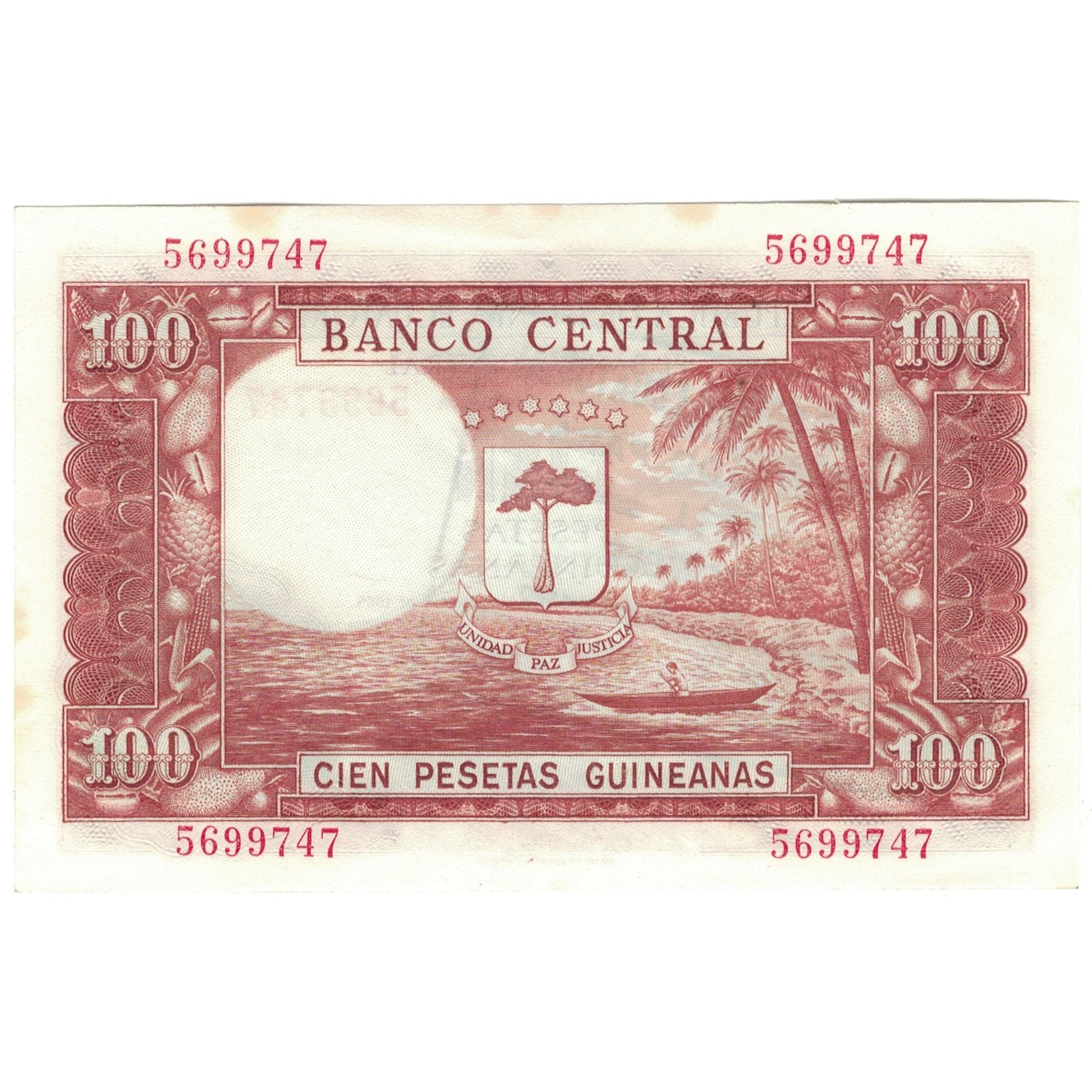 Banknot, Gwinea Równikowa, 1000 Bipkwele on 100 Pesetas, 1980, 1980-10-21