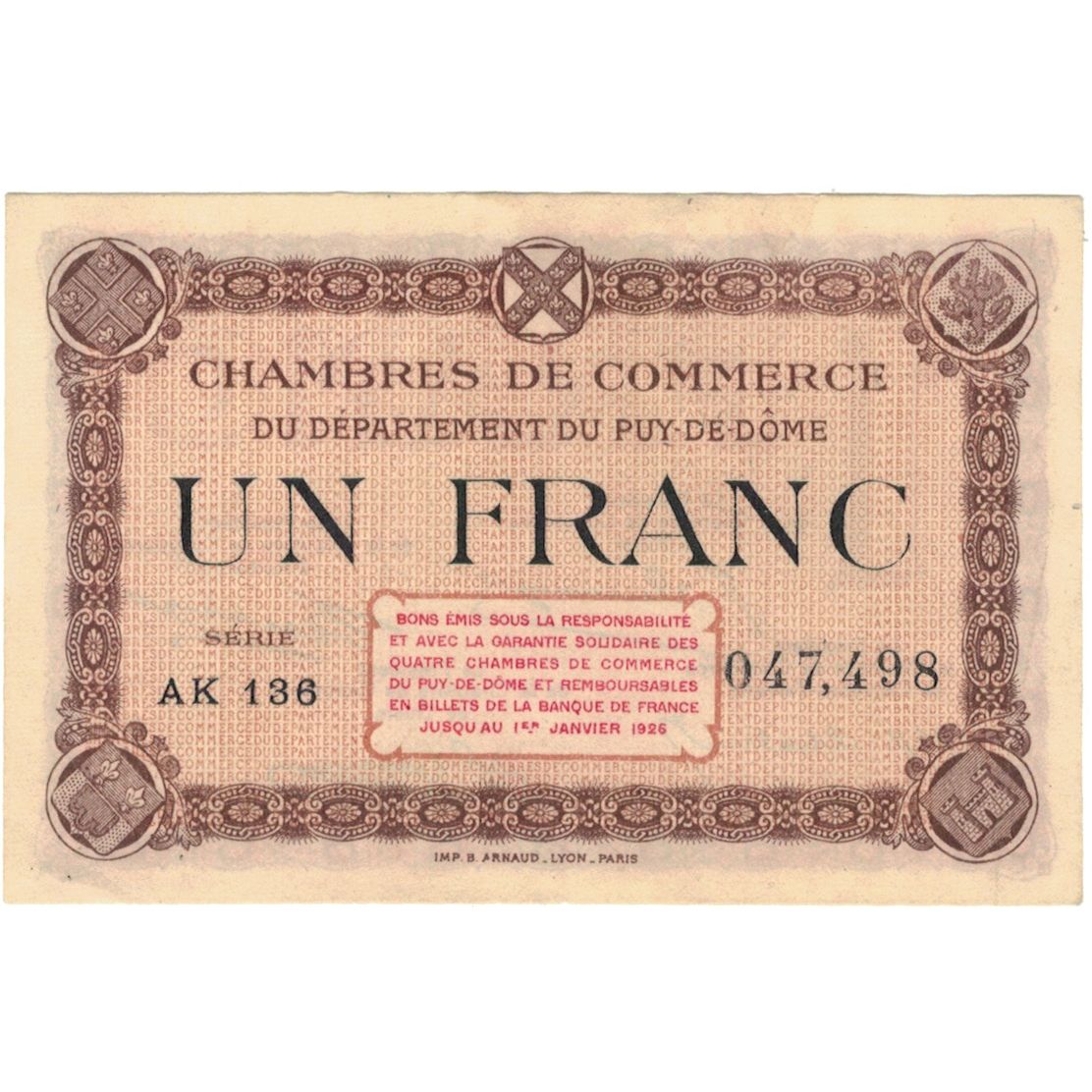 Frankreich, Clermont-Ferrand, 1 Franc, SS+