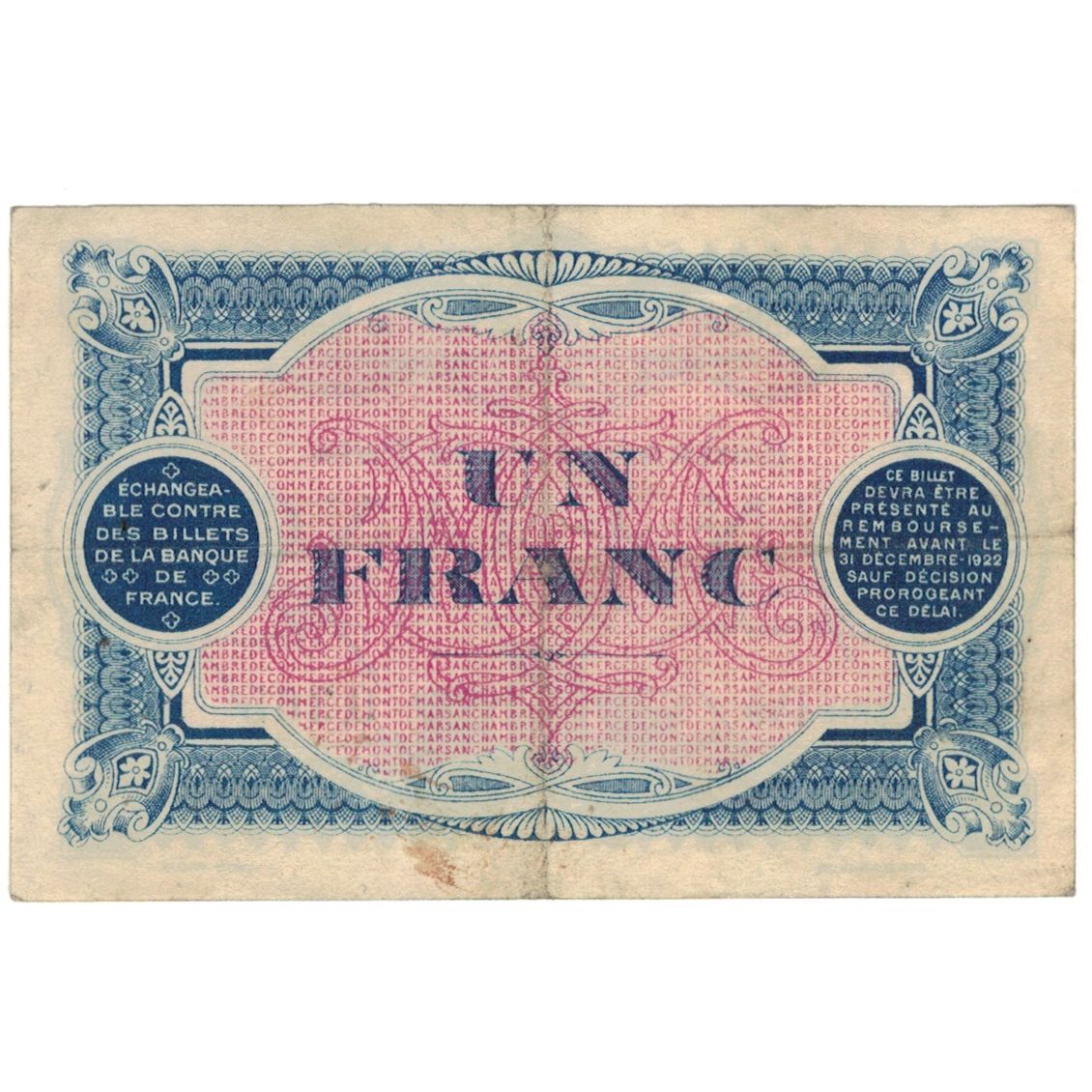 Francja, Mont-de-Marsan, 1 Franc, 1921, EF(40-45), Pirot:82-35