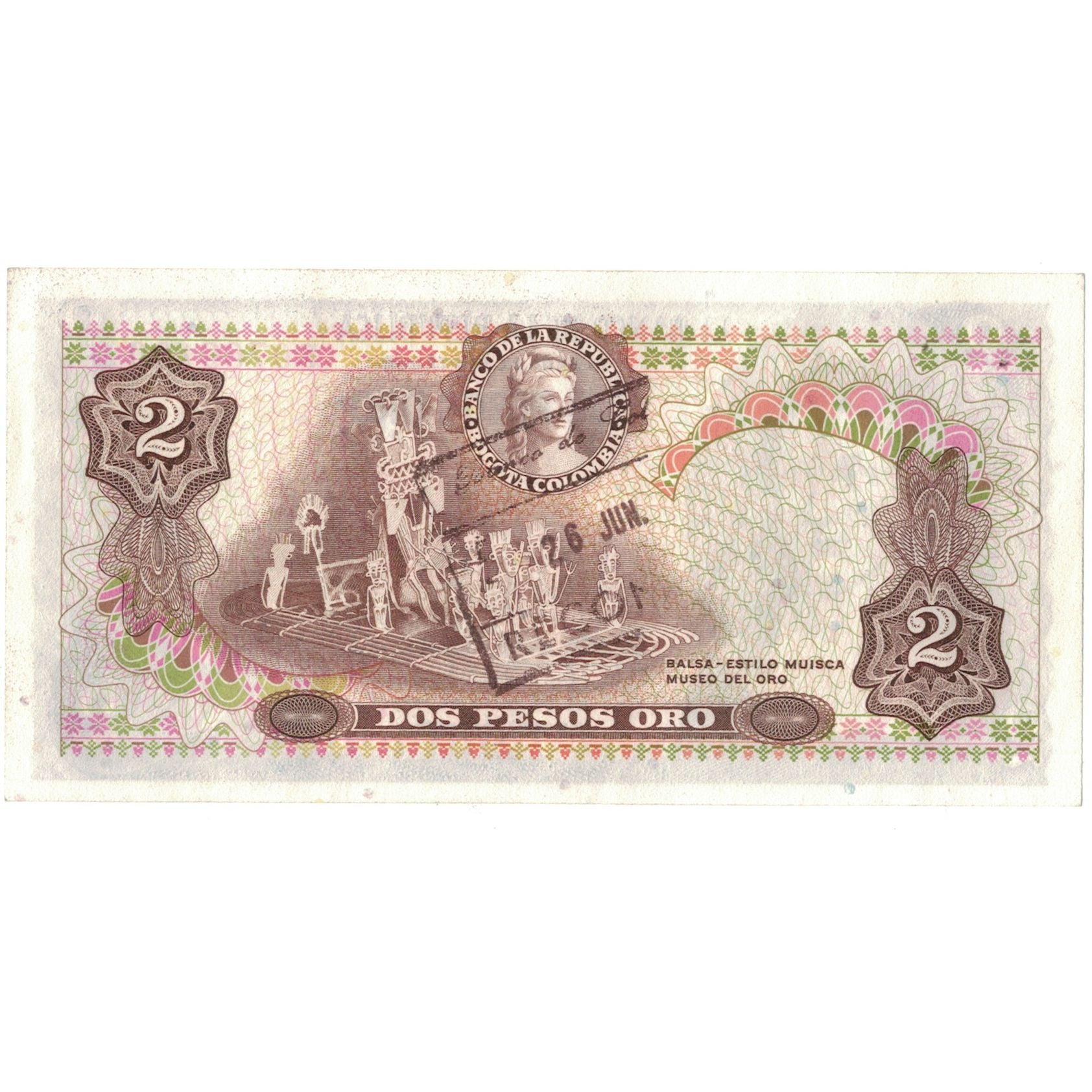 Biljet, Colombia, 2 Pesos Oro, 1972, 1972-01-01, KM:413a, SPL