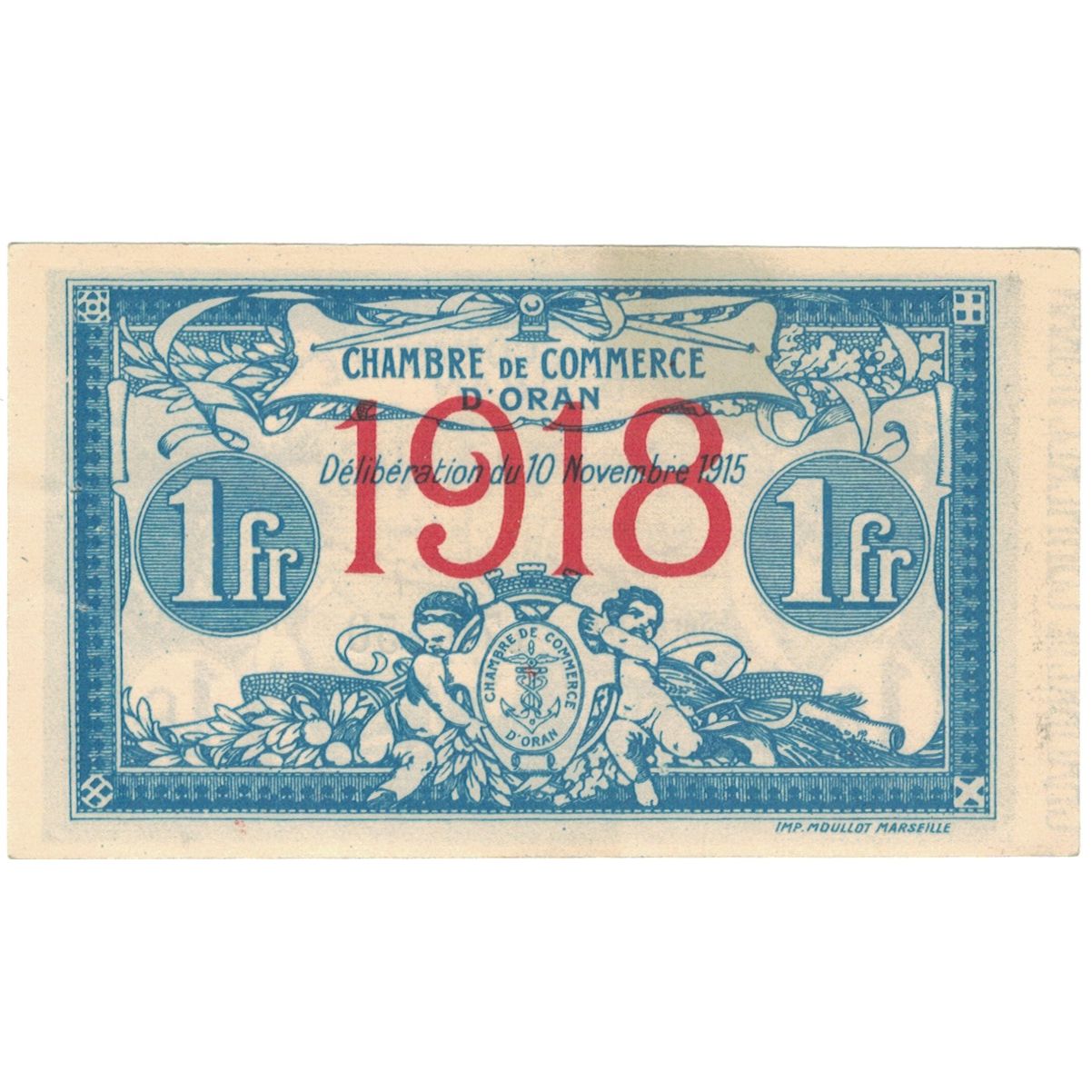 Banconote, Algeria, 1 Franc, Chambre de Commerce, 1918, 1918, BB