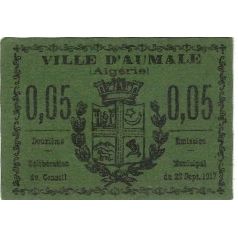 Nota, Argélia, 5 Centimes, Blason, 1917, 1917-09-22, UNC(63)