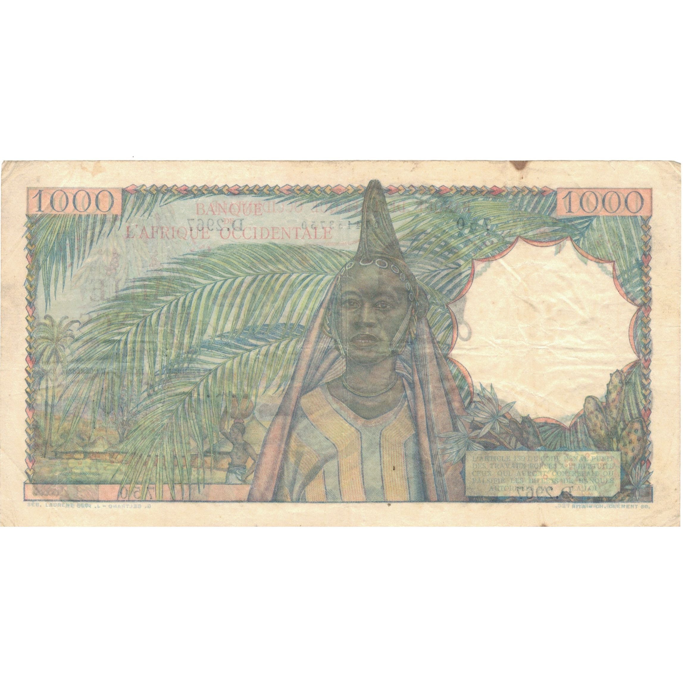 Billet, French West Africa, 1000 Francs, 1953, 1953-11-21, KM:42, TTB+