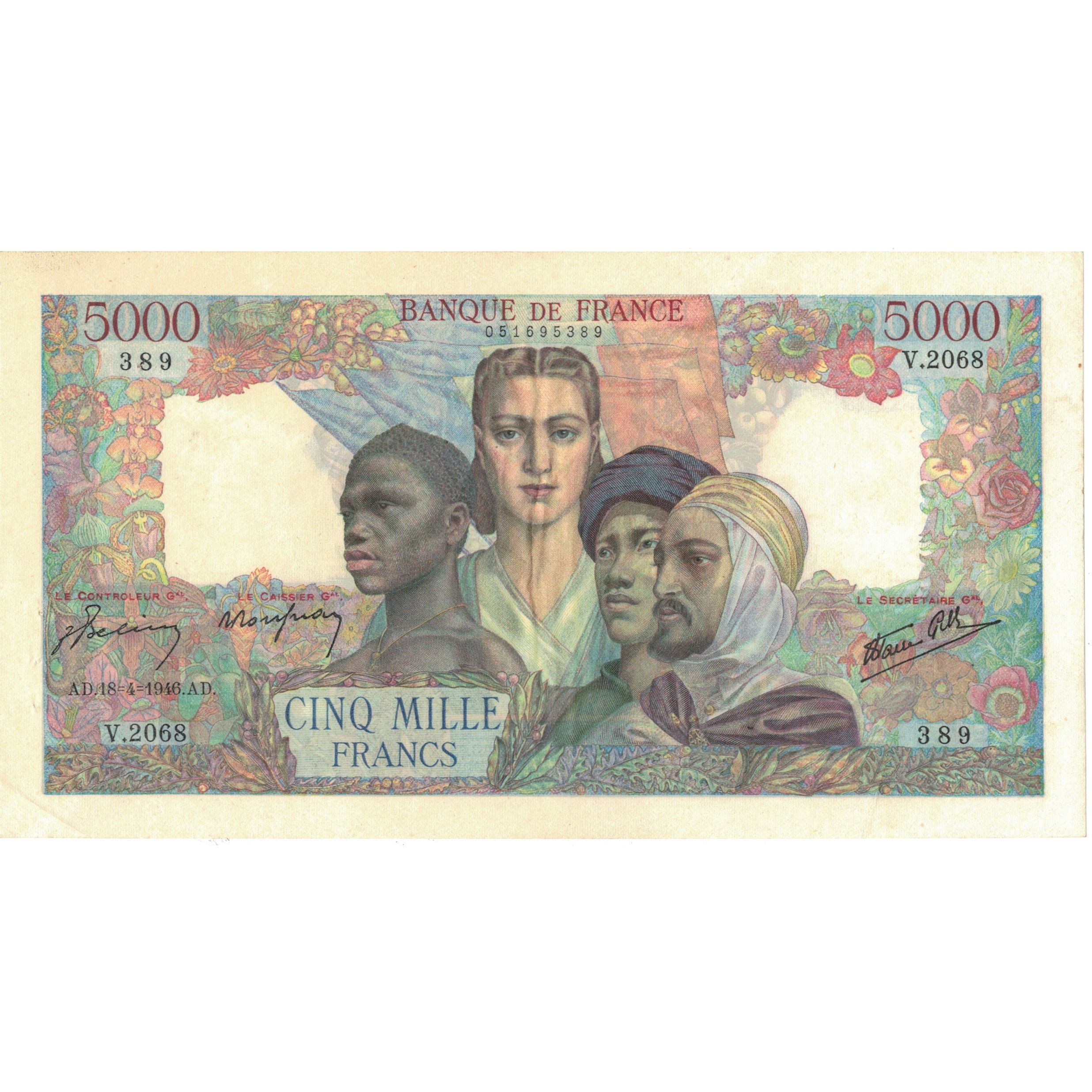 Frankreich, 5000 Francs, Empire Français, 1946, V.2068389, VZ, Fayette:47.52