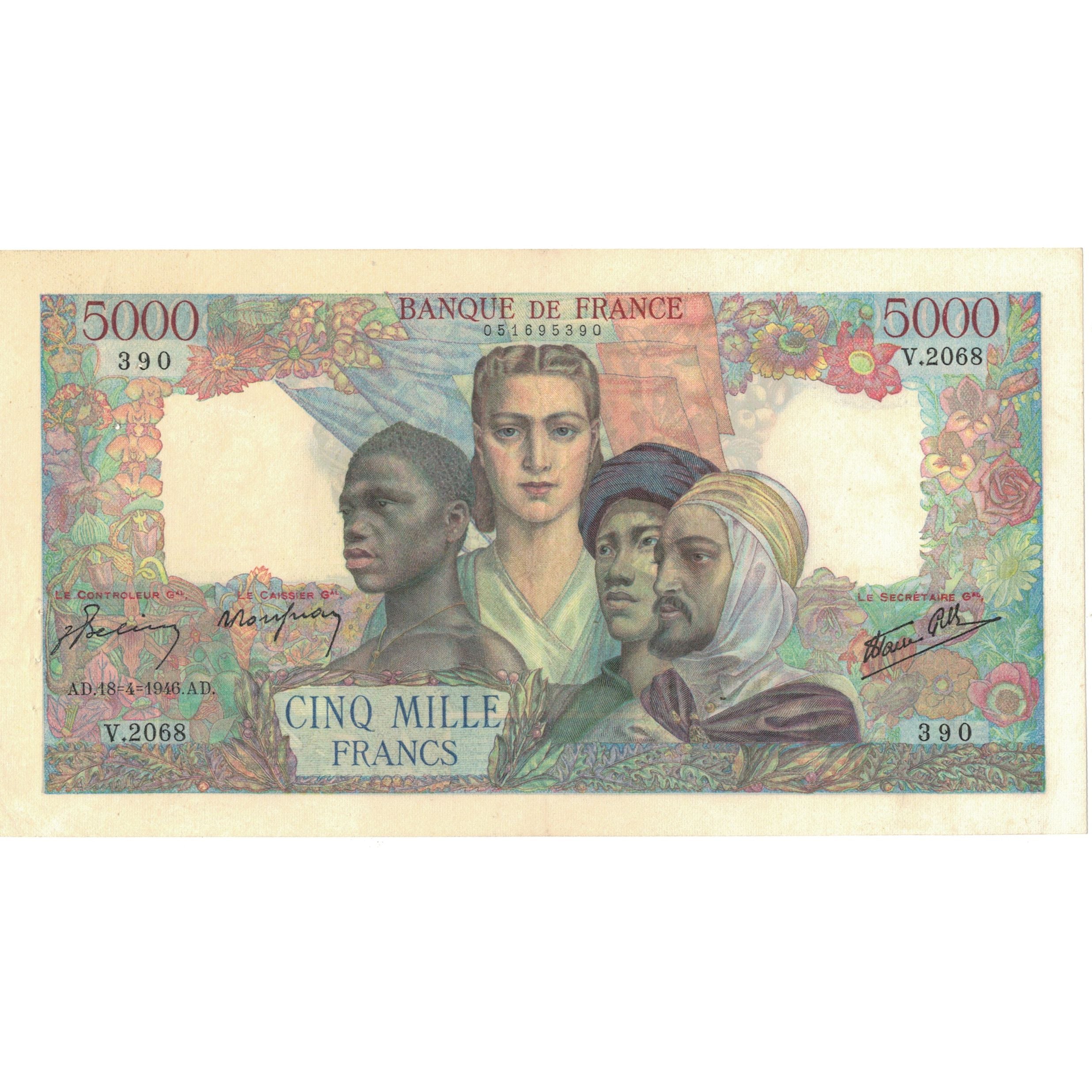 France, 5000 Francs, Empire Français, 1946, V.2068390, SUP, Fayette:47.52