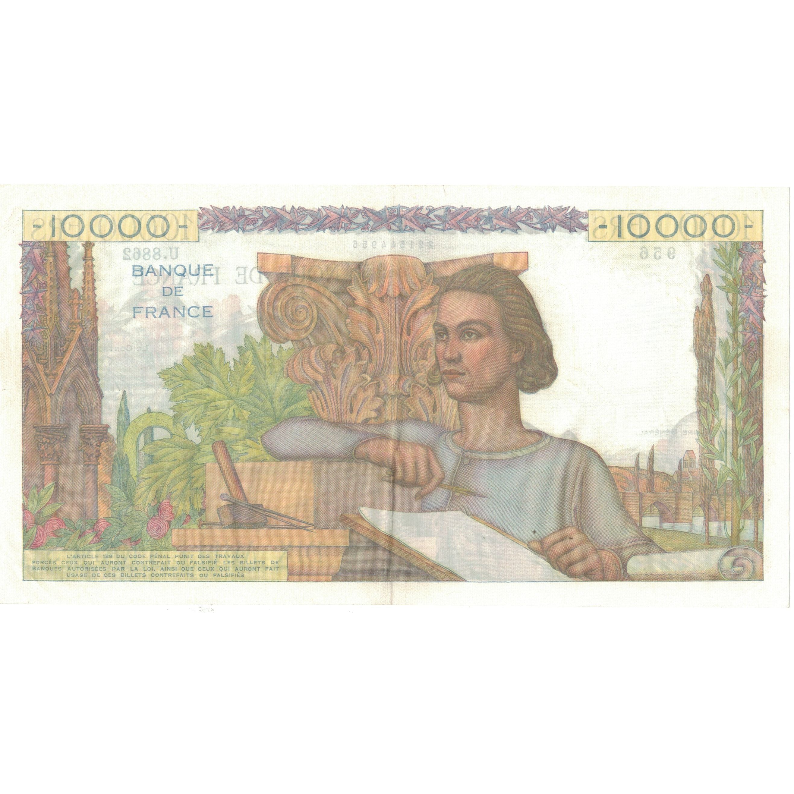 France, 10,000 Francs, 1956, U.8862956, UNC(63), Fayette:50.8, KM:132d