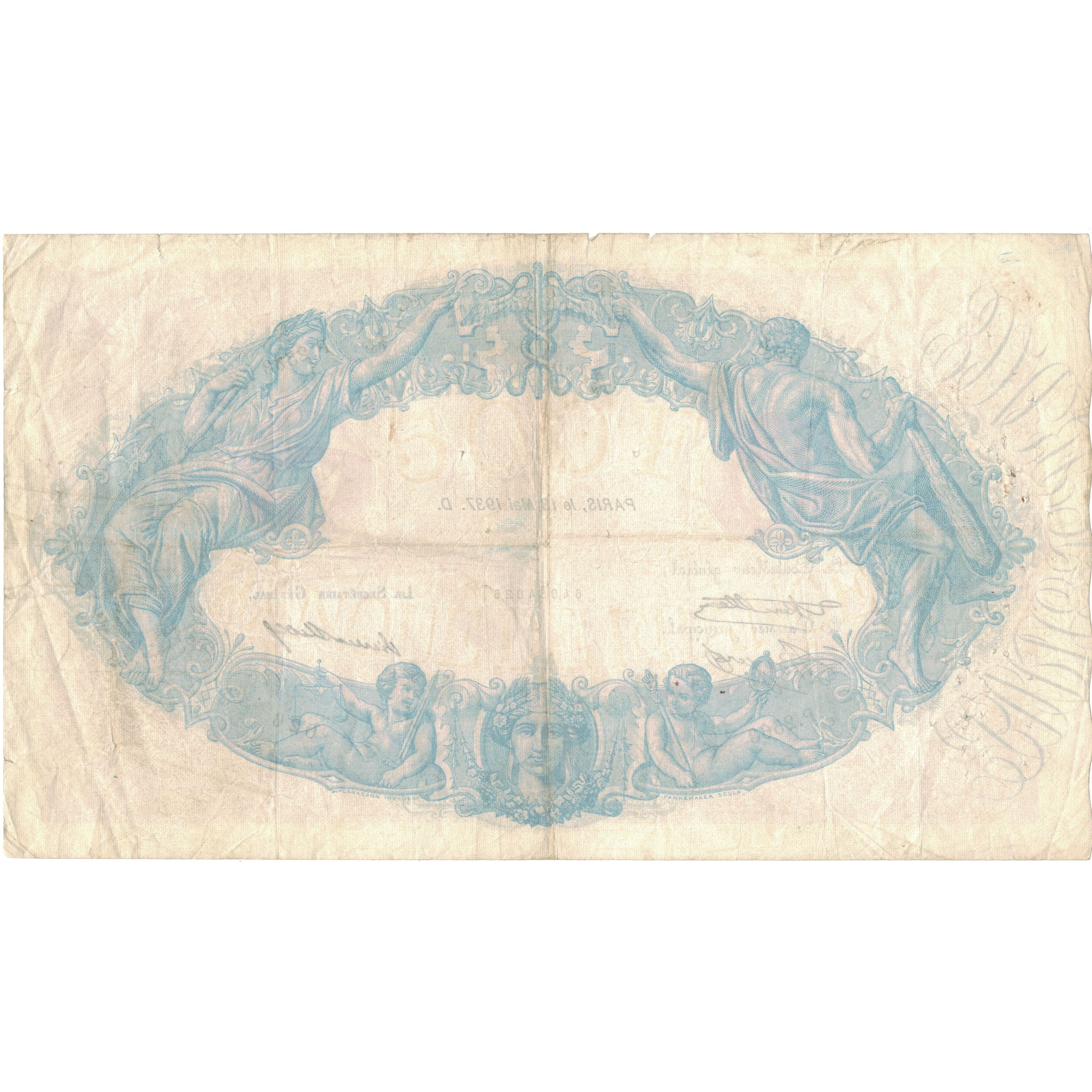 Francia, 500 Francs, Bleu et Rose, 1937, P.2563, BC, Fayette:30.38, KM:66m
