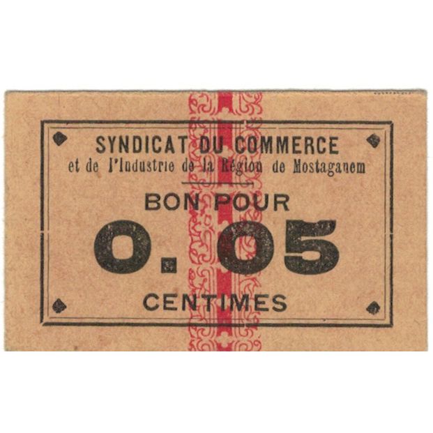 Banconote, Algeria, 5 Centimes, Syndicats Commerciaux, SPL