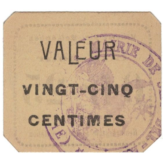 Nota, Argélia, 25 Centimes, 1916-1918, Undated (1916-18), AU(50-53)