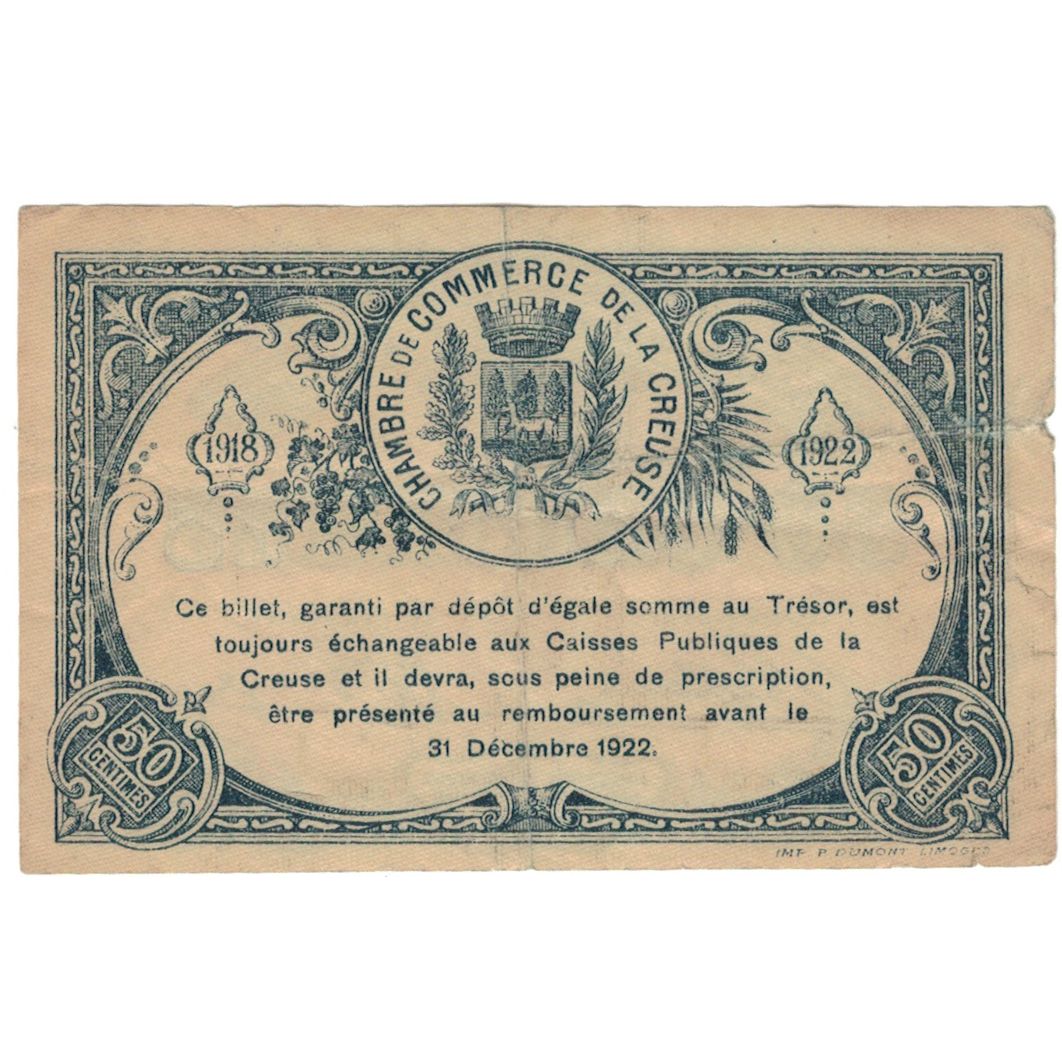 Frankreich, Guéret & Aubusson., 50 Centimes, 1918, VZ