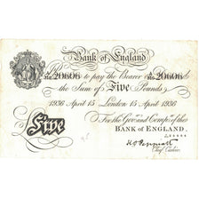 Billet, Grande-Bretagne, 5 Pounds, 1936, 1936-04-15, KM:335a, TTB+
