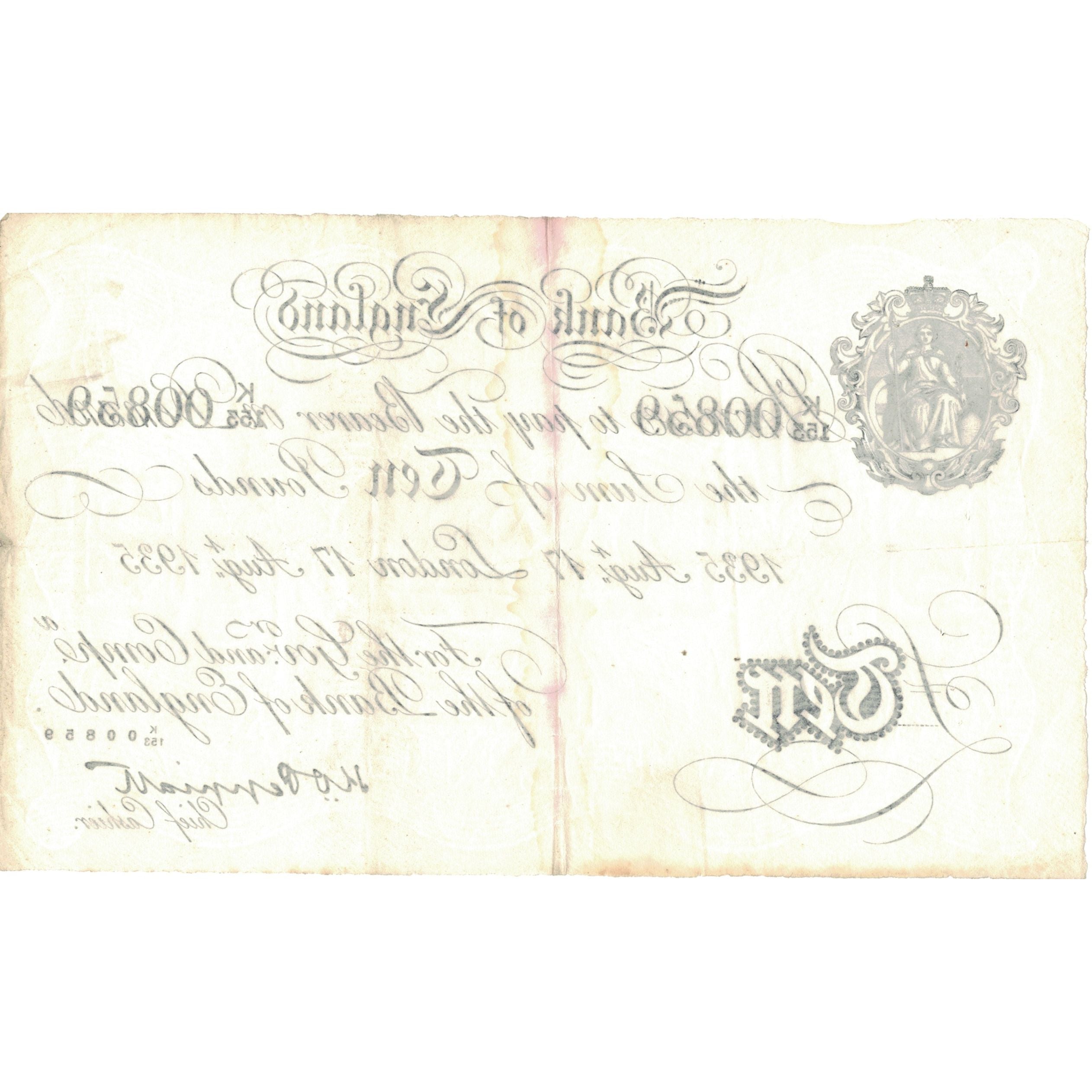 Banknote, Great Britain, 10 Pounds, 1935, 1935-08-17, KM:336a, EF(40-45)