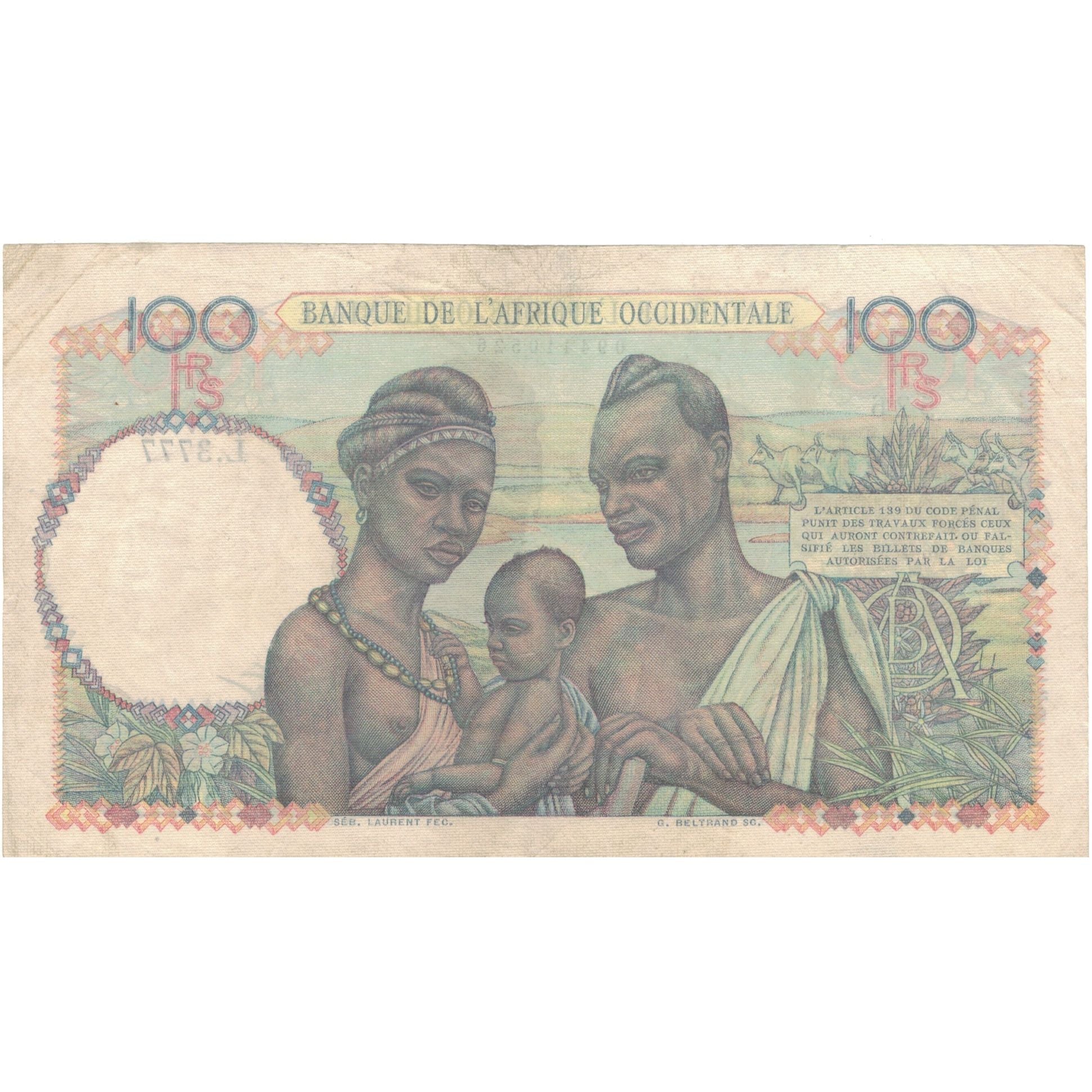 Banknote, French West Africa, 100 Francs, 1948, 1948-04-16, KM:40, EF(40-45)