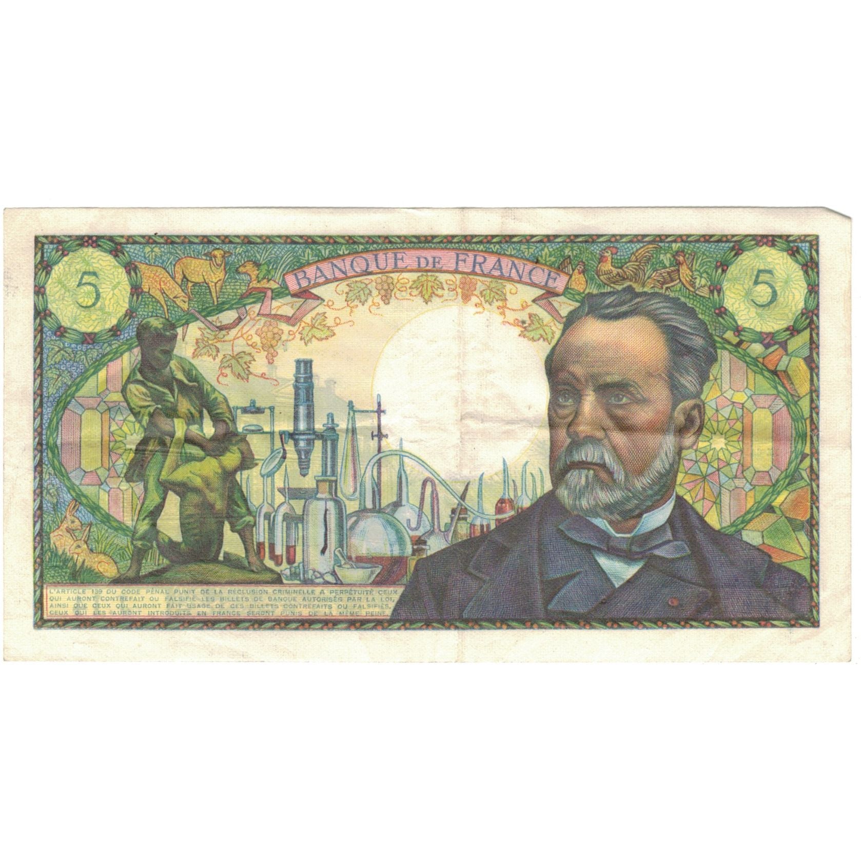 France, 5 Francs, Pasteur, 1966, 76116J14, AU(50-53), Fayette:F61.02, KM:146b