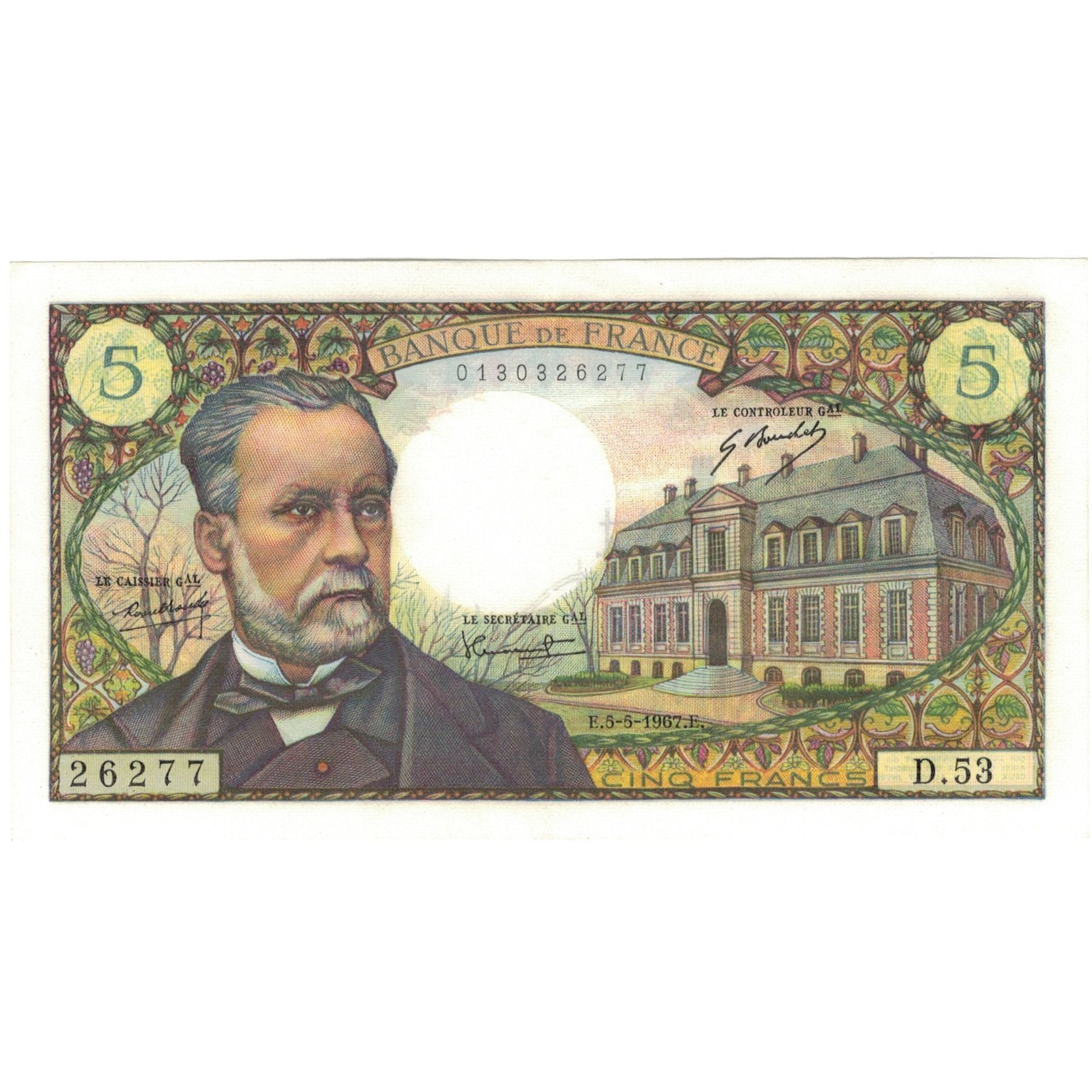 France, 5 Francs, Pasteur, 1967, 26277D.53, SUP+, Fayette:61.05, KM:146b