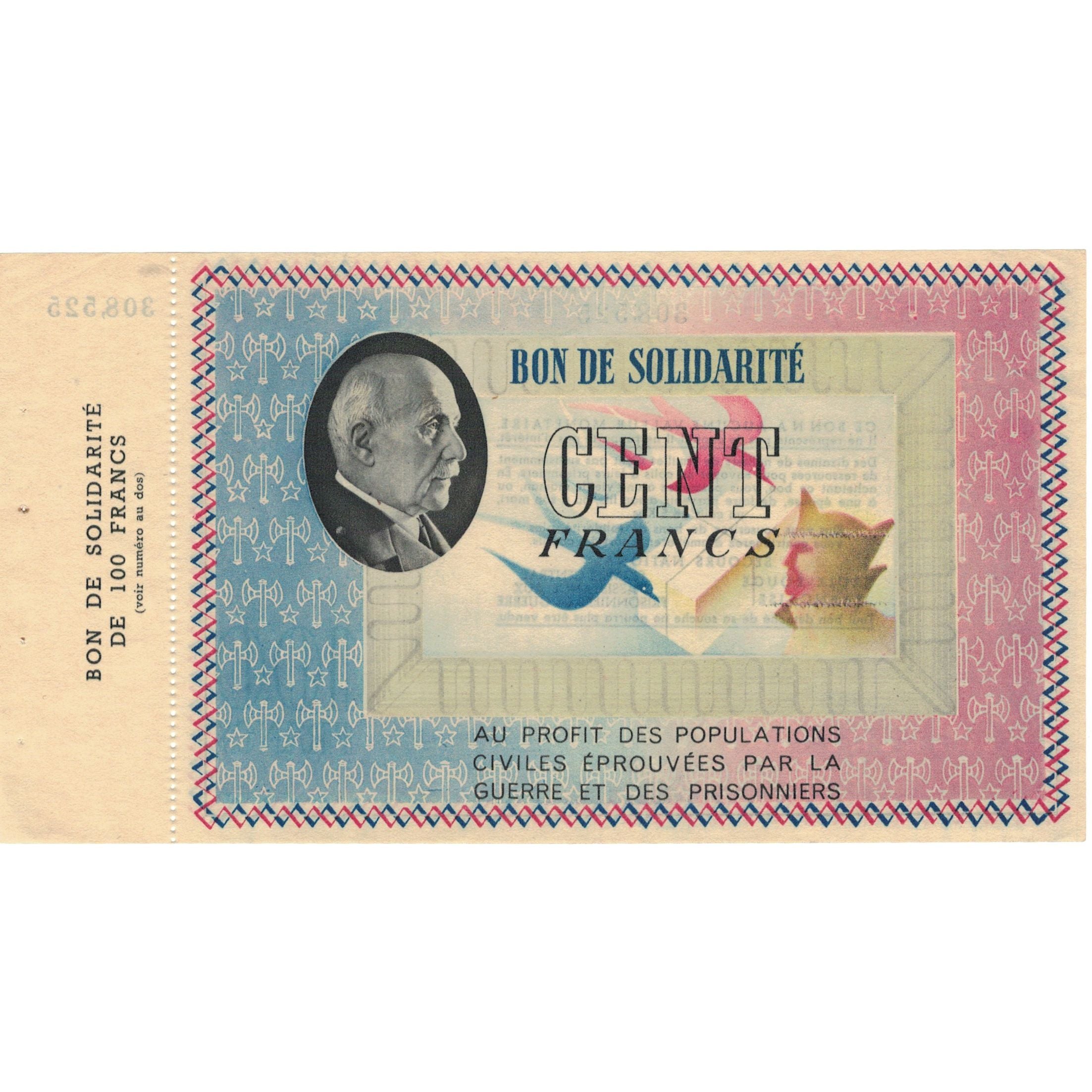 France, Secours National, 100 Francs, Undated (1941), AU(55-58)