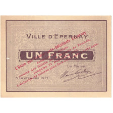 France, Epernay., 1 Franc, 1914, Bon Municipal., SUP, Pirot:51-16