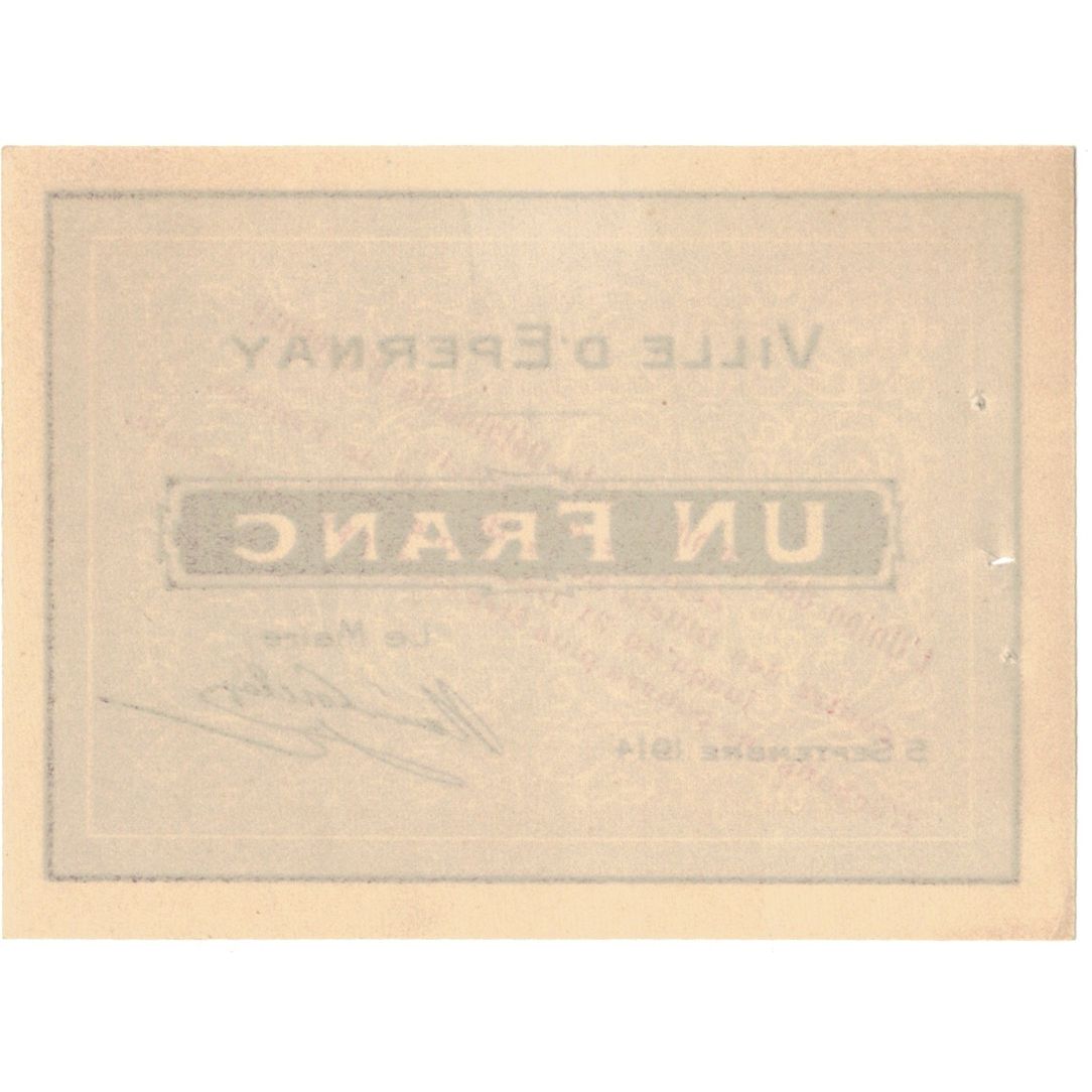 France, Epernay., 1 Franc, 1914, Bon Municipal., SUP, Pirot:51-16