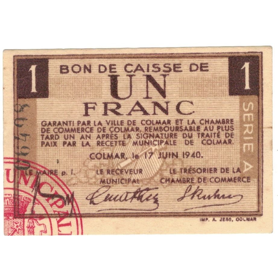 Frankreich, Colmar, 1 Franc, 1940, UNZ-