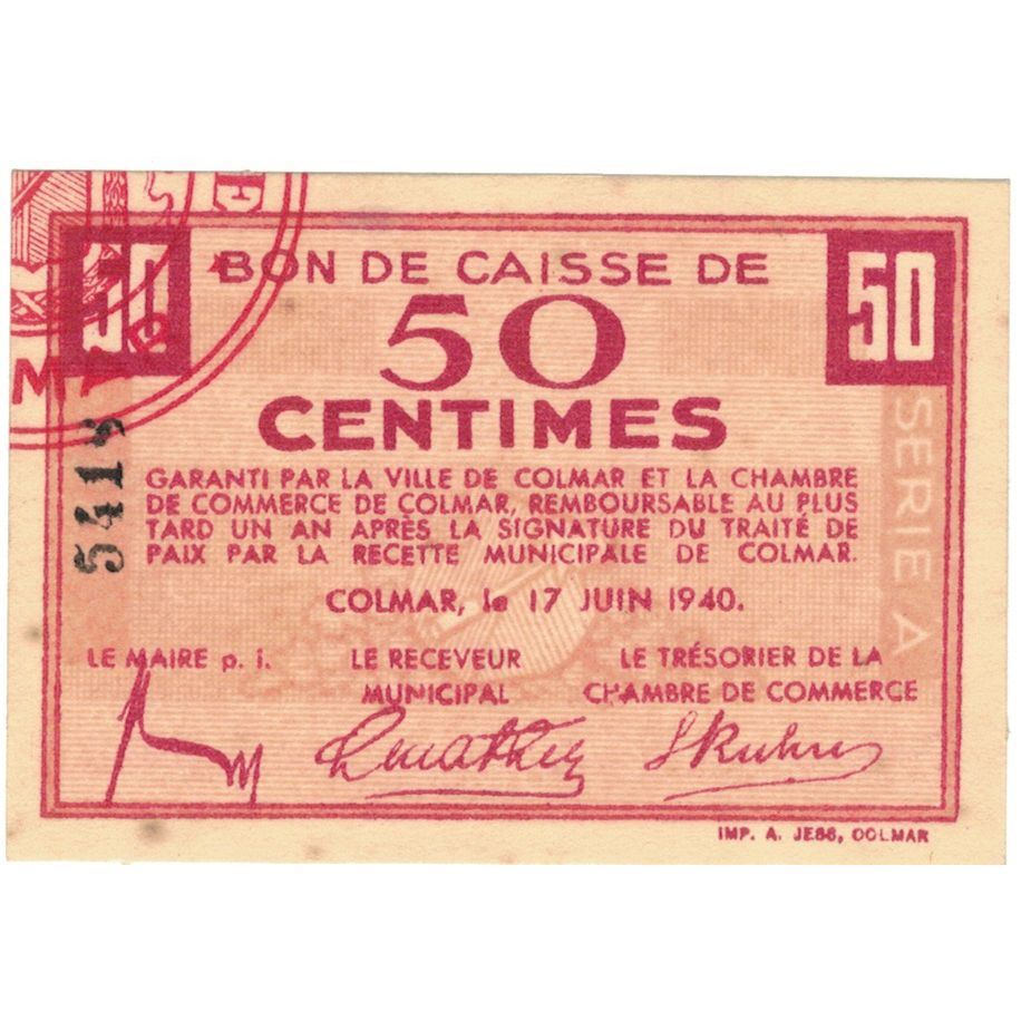 Frankreich, Colmar, 50 Centimes, 1940, VZ
