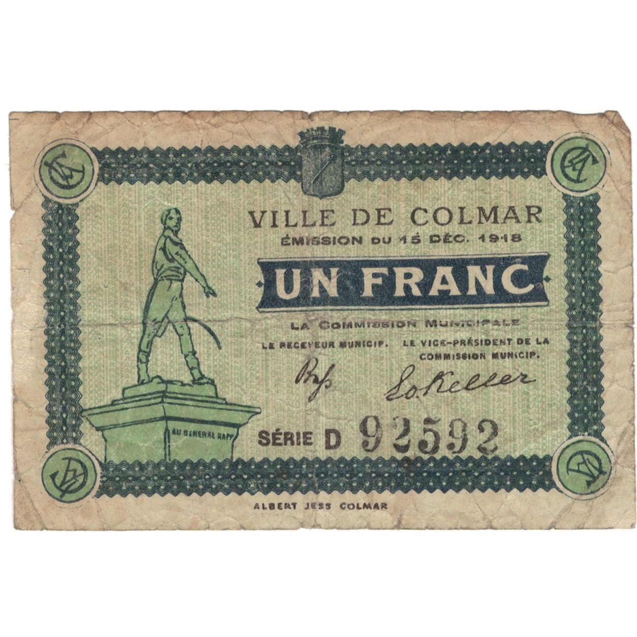 Francia, Colmar, 1 Franc, 1918, MB, Pirot:68-69