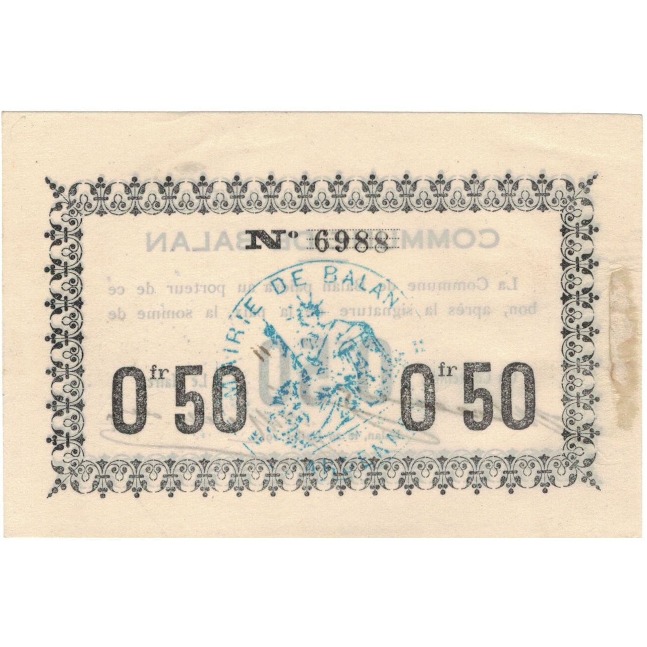 Francia, Balan, 50 Centimes, 1915, SPL-