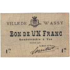 France, Wassy, 1 Franc, 1915, TTB, Pirot:52-49