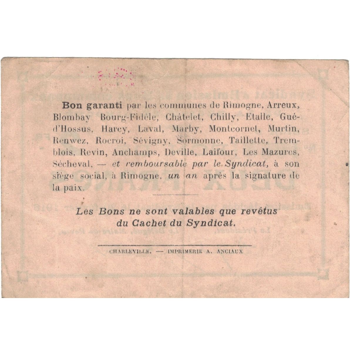 Francia, Rimogne, 2 Francs, 1916, MBC+, Pirot:08-284