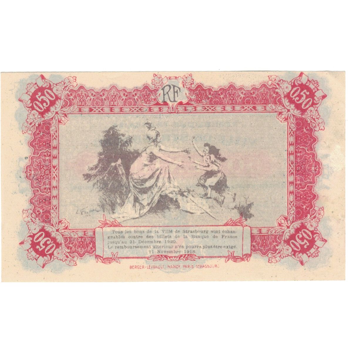 Frankrijk, Strasbourg, 50 Centimes, 1918, SPL+, Pirot:133-1