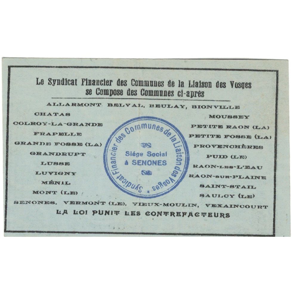 Francja, 50 Centimes, 1916, 35597, Vosges, AU(55-58)