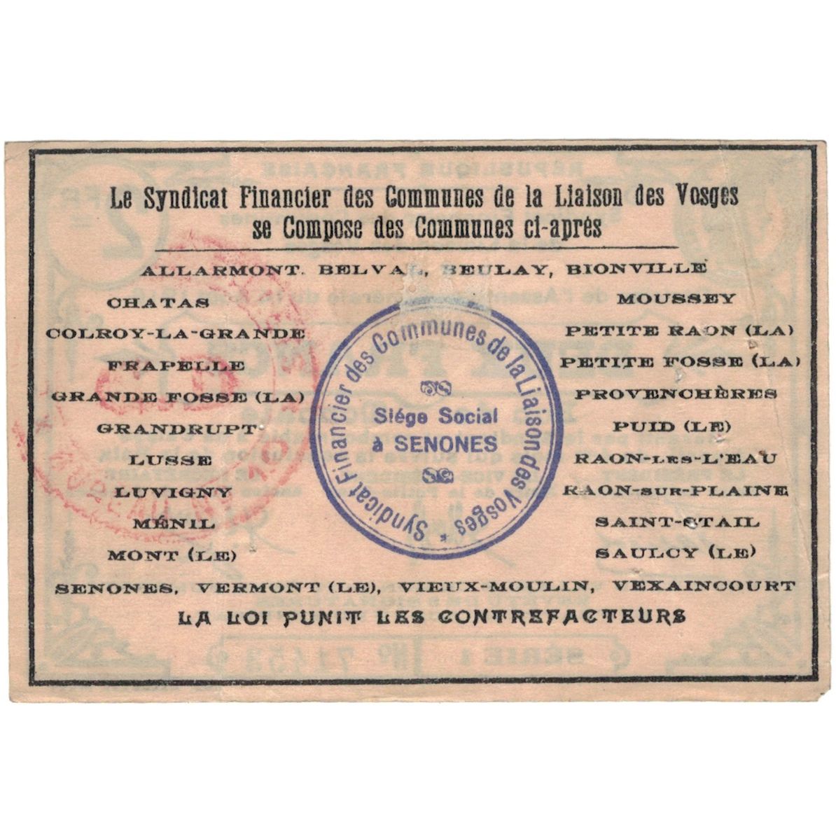 Frankreich, Epinal, 2 Francs, 1916, VZ