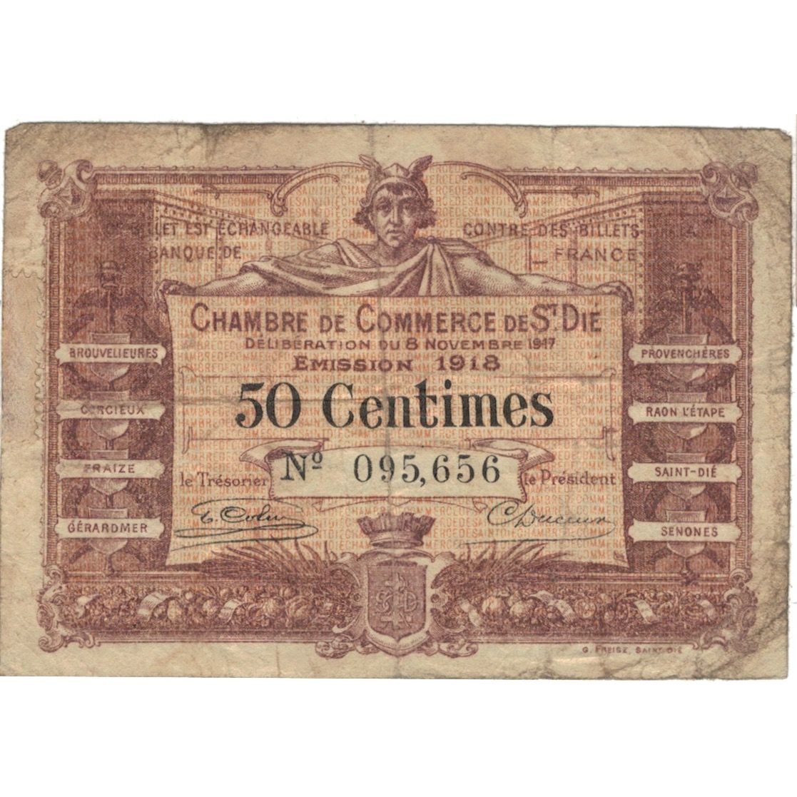 Francia, Saint-Dié, 50 Centimes, 1915, Chambre de Commerce, B, Pirot:112-01